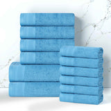Cotton Waffle Border Towel Set 12-Piece - Honeycomb