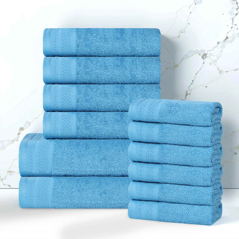 Cotton Waffle Border Towel Set 12-Piece - Honeycomb