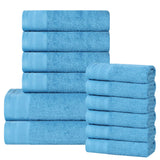 Cotton Waffle Border Towel Set 12-Piece - Honeycomb