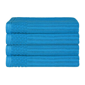Soho Ribbed Cotton Absorbent Bath Towel Set of 4