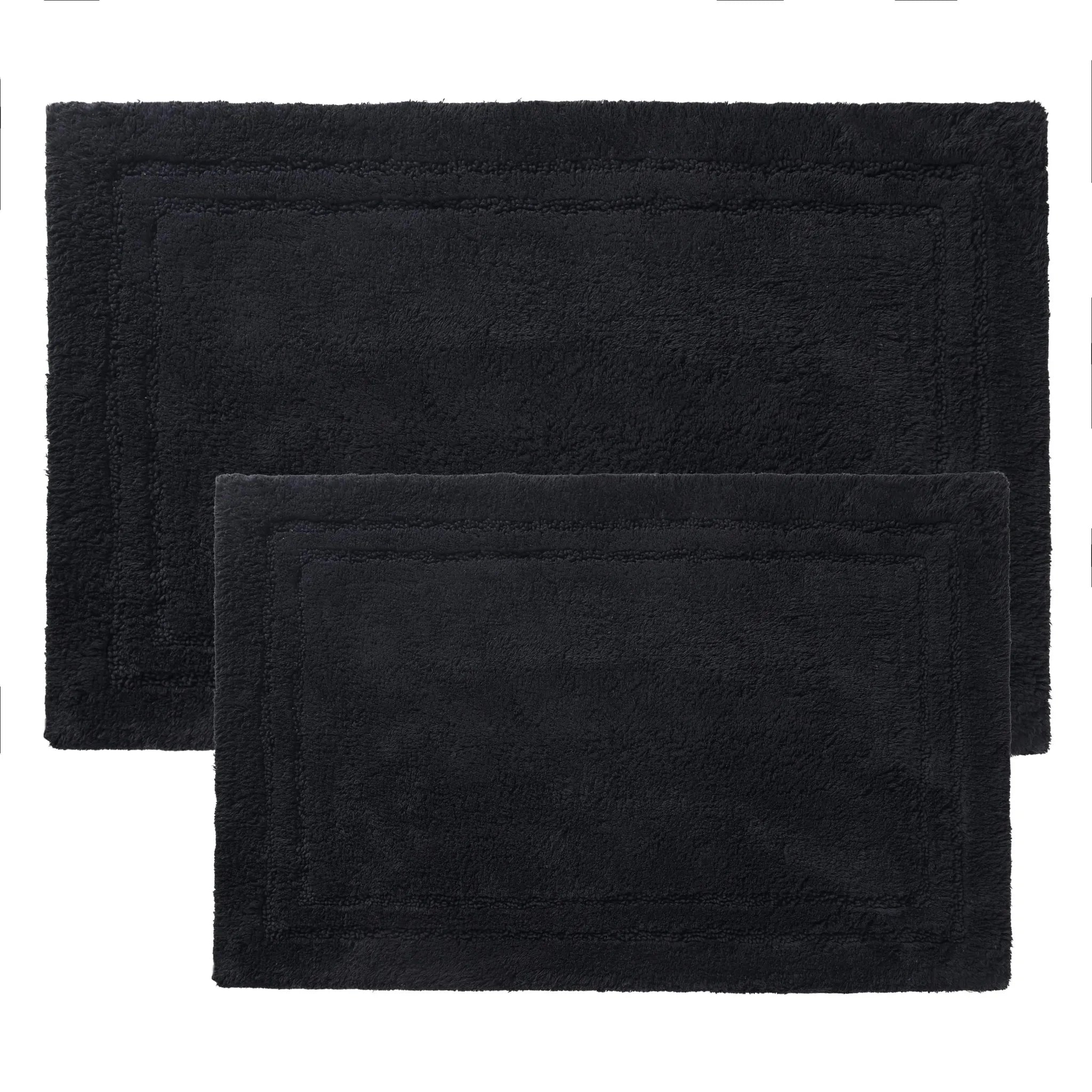 Cotton Solid Non-Skid Washable 2 Piece Bathroom Rug Set