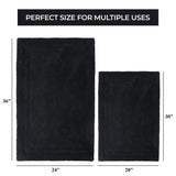 Cotton Solid Non-Skid Washable 2 Piece Bathroom Rug Set