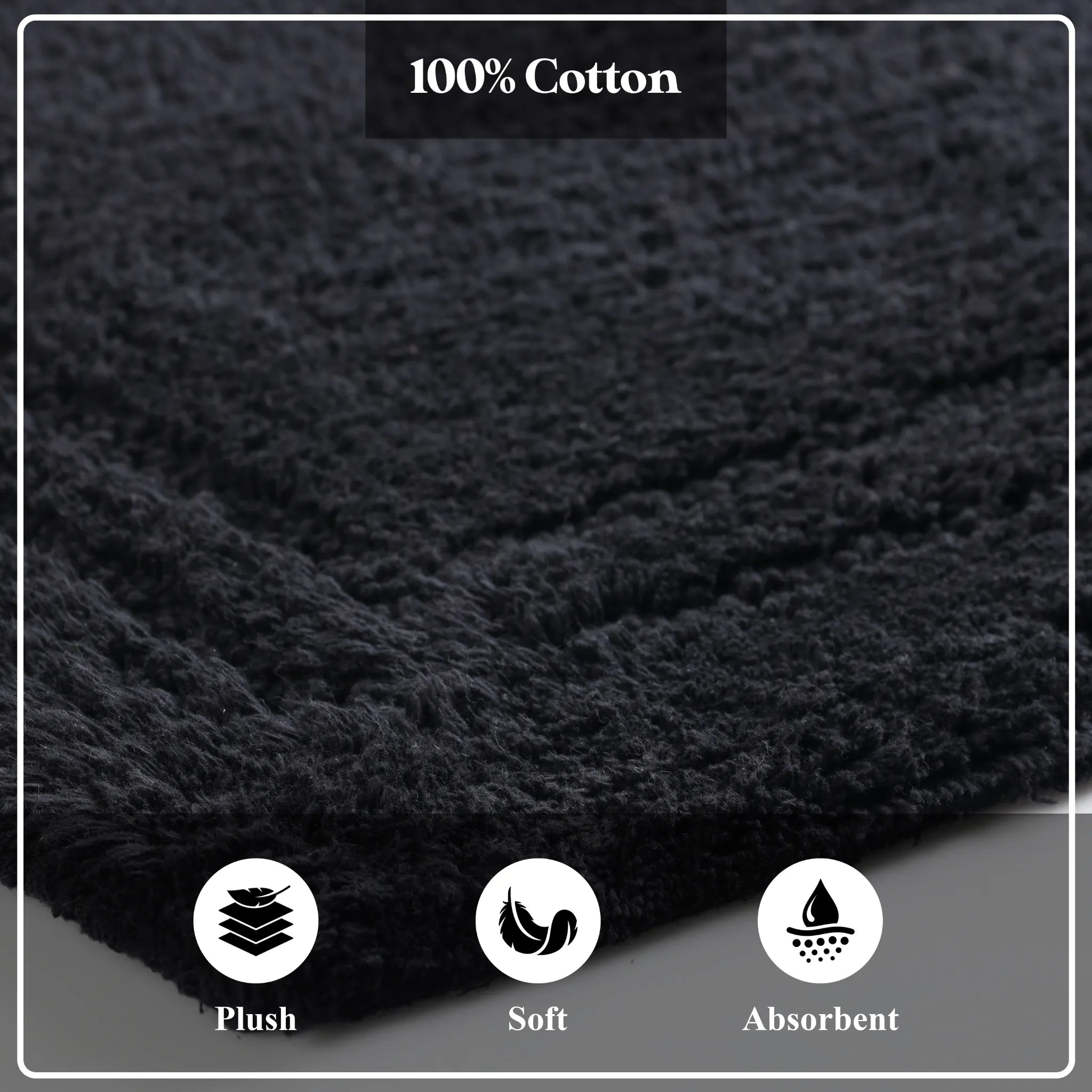 Cotton Solid Non-Skid Washable 2 Piece Bathroom Rug Set