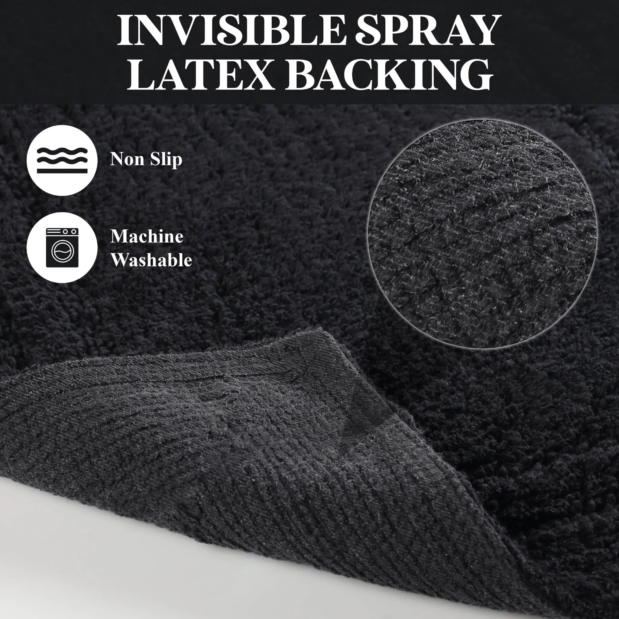 Cotton Solid Non-Skid Washable 2 Piece Bathroom Rug Set