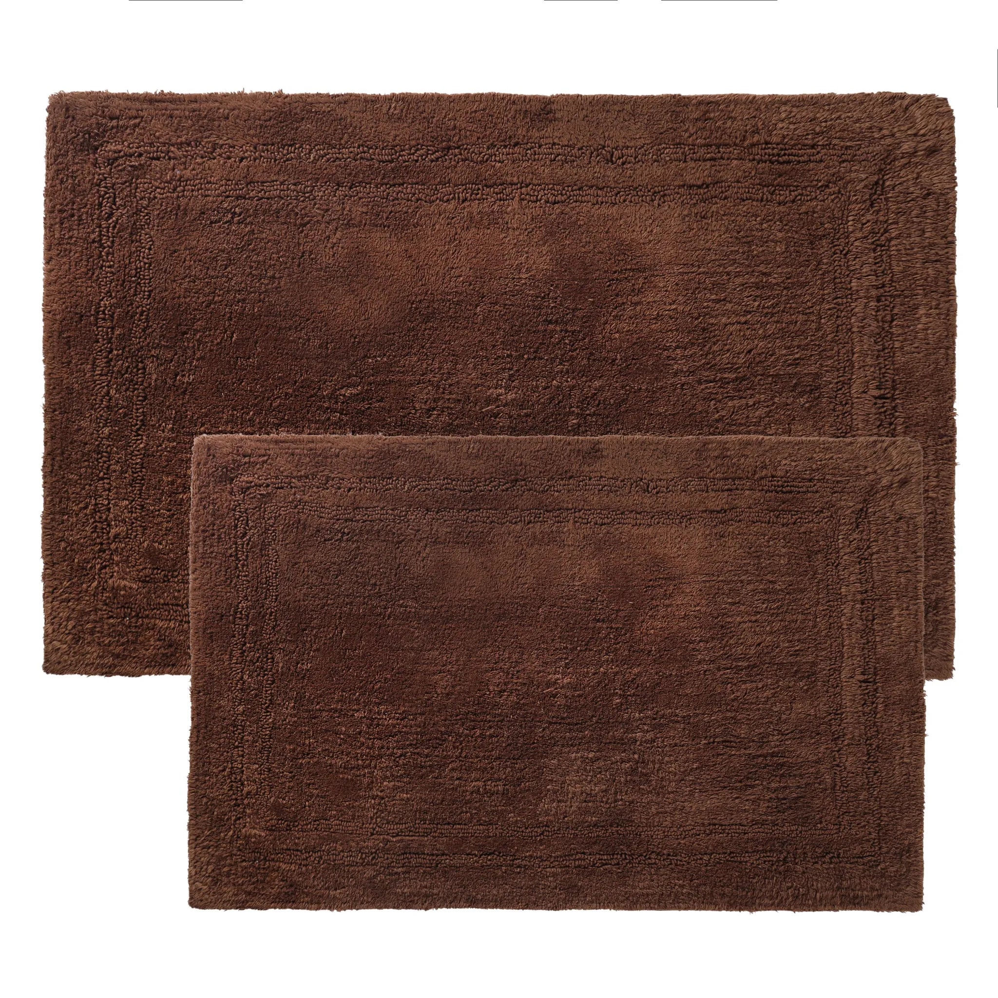 Cotton Solid Non-Skid Washable 2 Piece Bathroom Rug Set