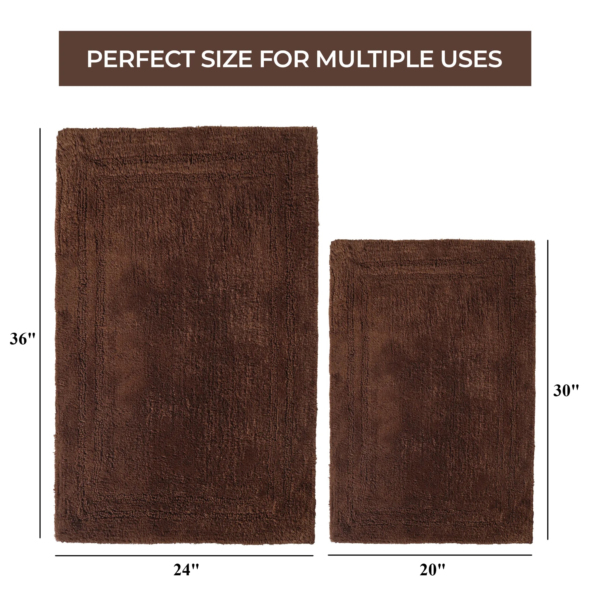 Cotton Solid Non-Skid Washable 2 Piece Bathroom Rug Set