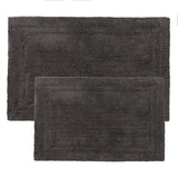 Cotton Solid Non-Skid Washable 2 Piece Bathroom Rug Set