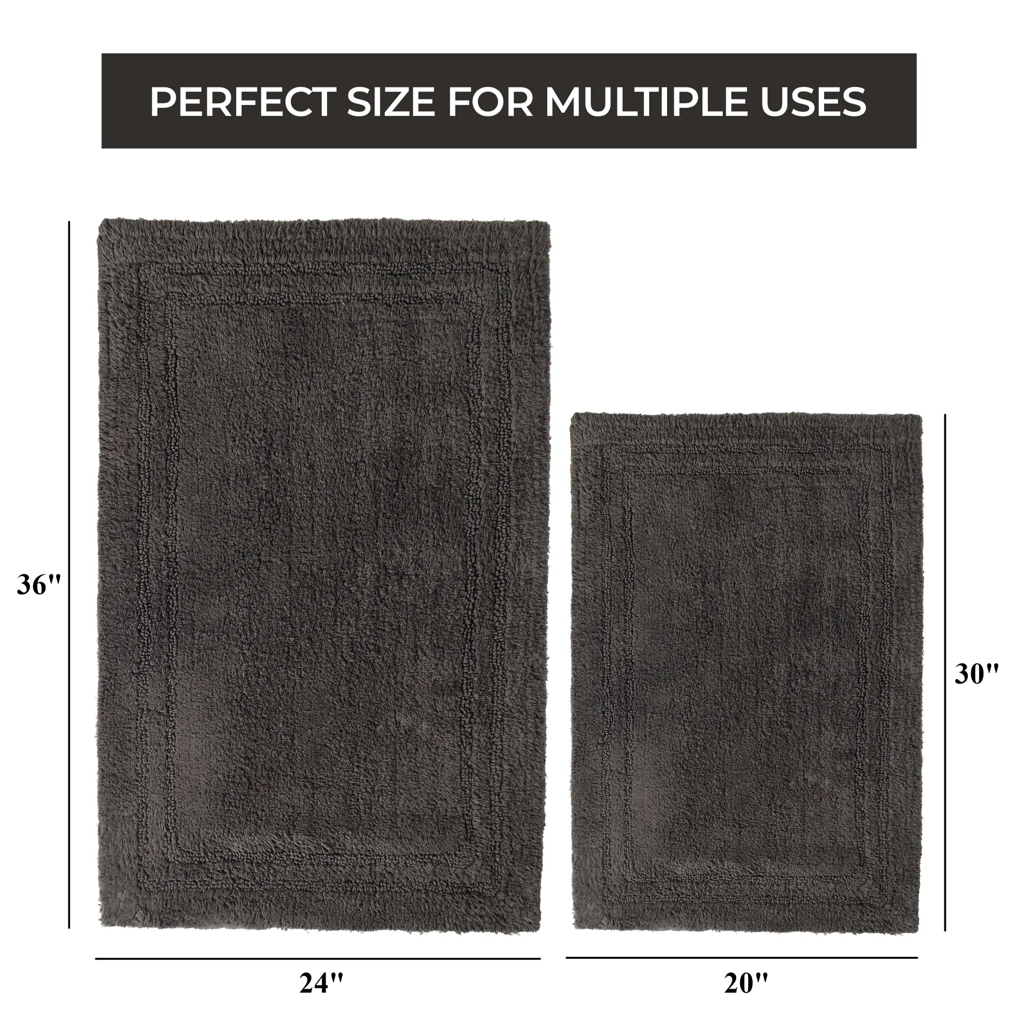 Cotton Solid Non-Skid Washable 2 Piece Bathroom Rug Set