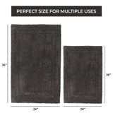 Cotton Solid Non-Skid Washable 2 Piece Bathroom Rug Set