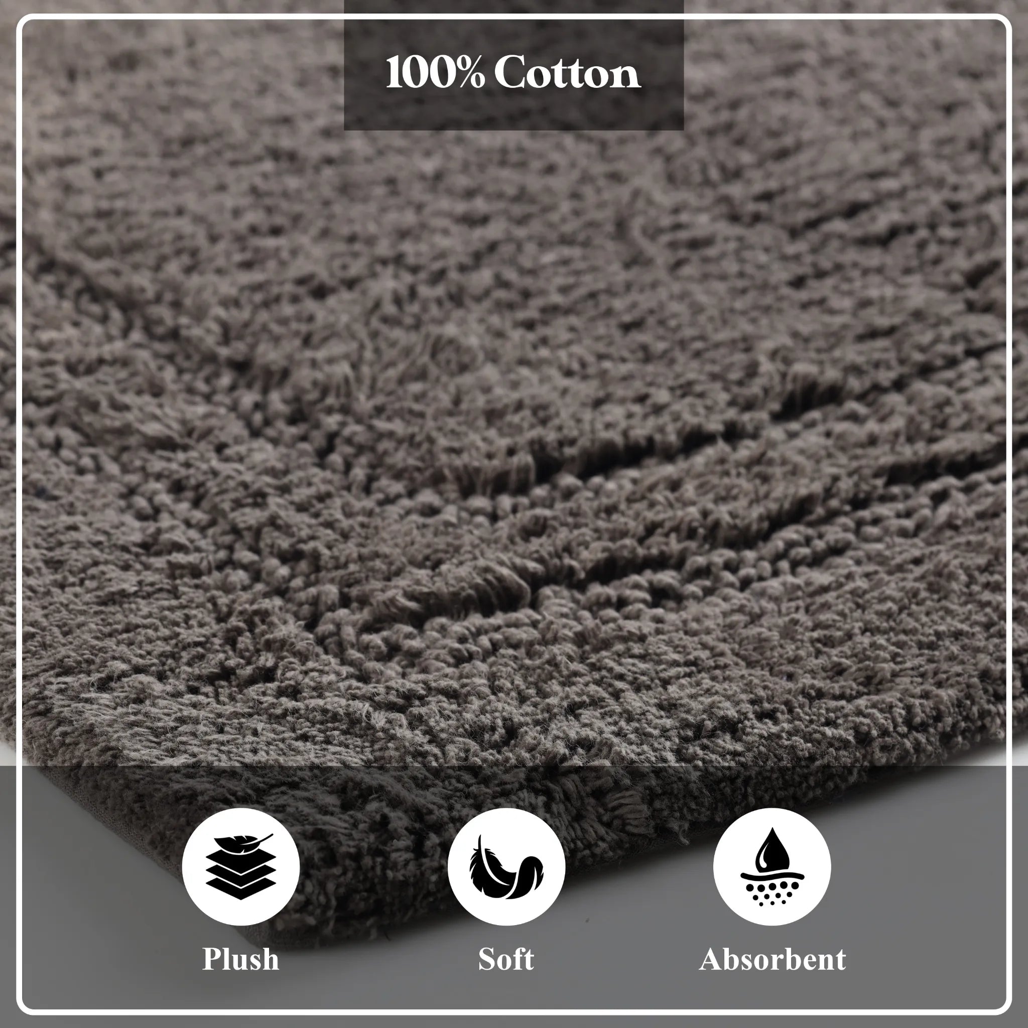 Cotton Solid Non-Skid Washable 2 Piece Bathroom Rug Set