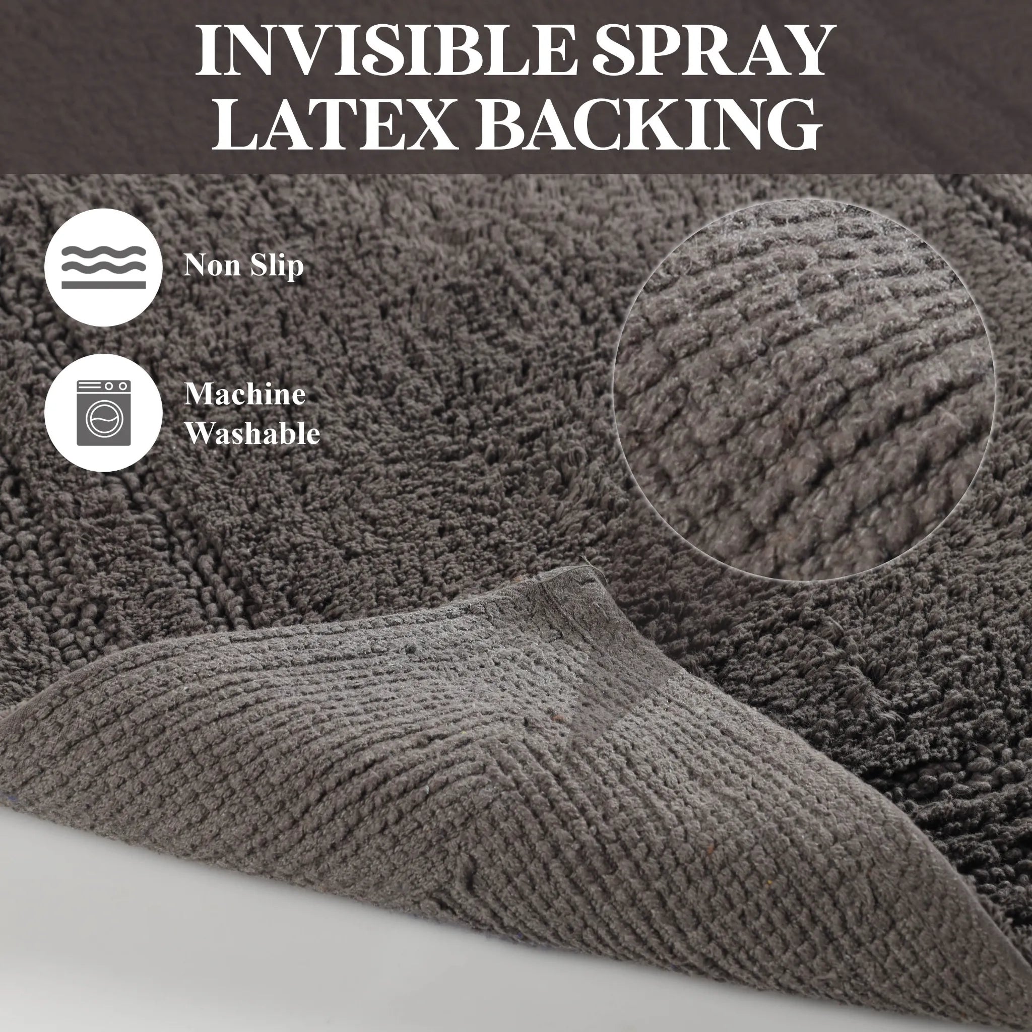 Cotton Solid Non-Skid Washable 2 Piece Bathroom Rug Set