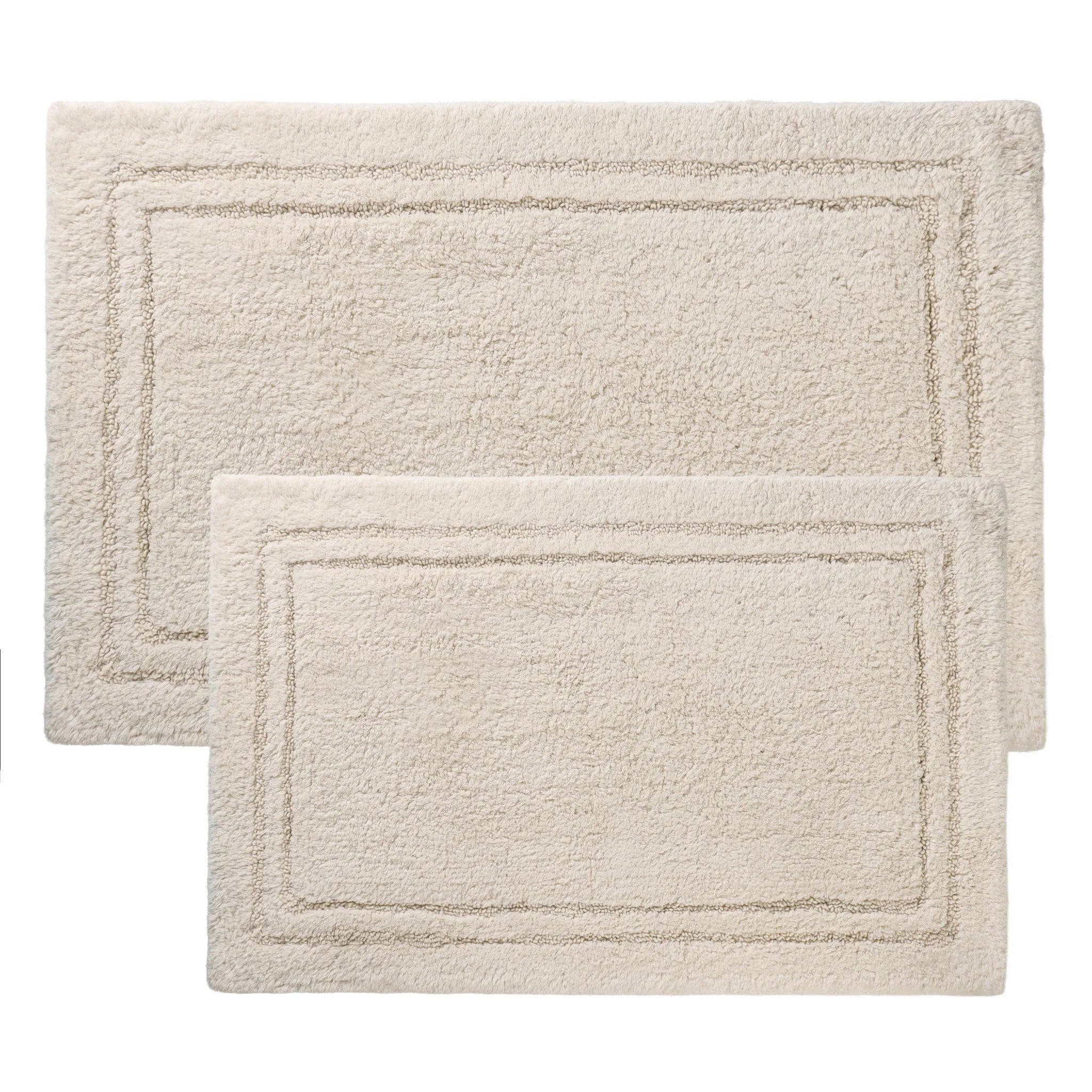 Cotton Solid Non-Skid Washable 2 Piece Bathroom Rug Set