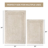 Cotton Solid Non-Skid Washable 2 Piece Bathroom Rug Set