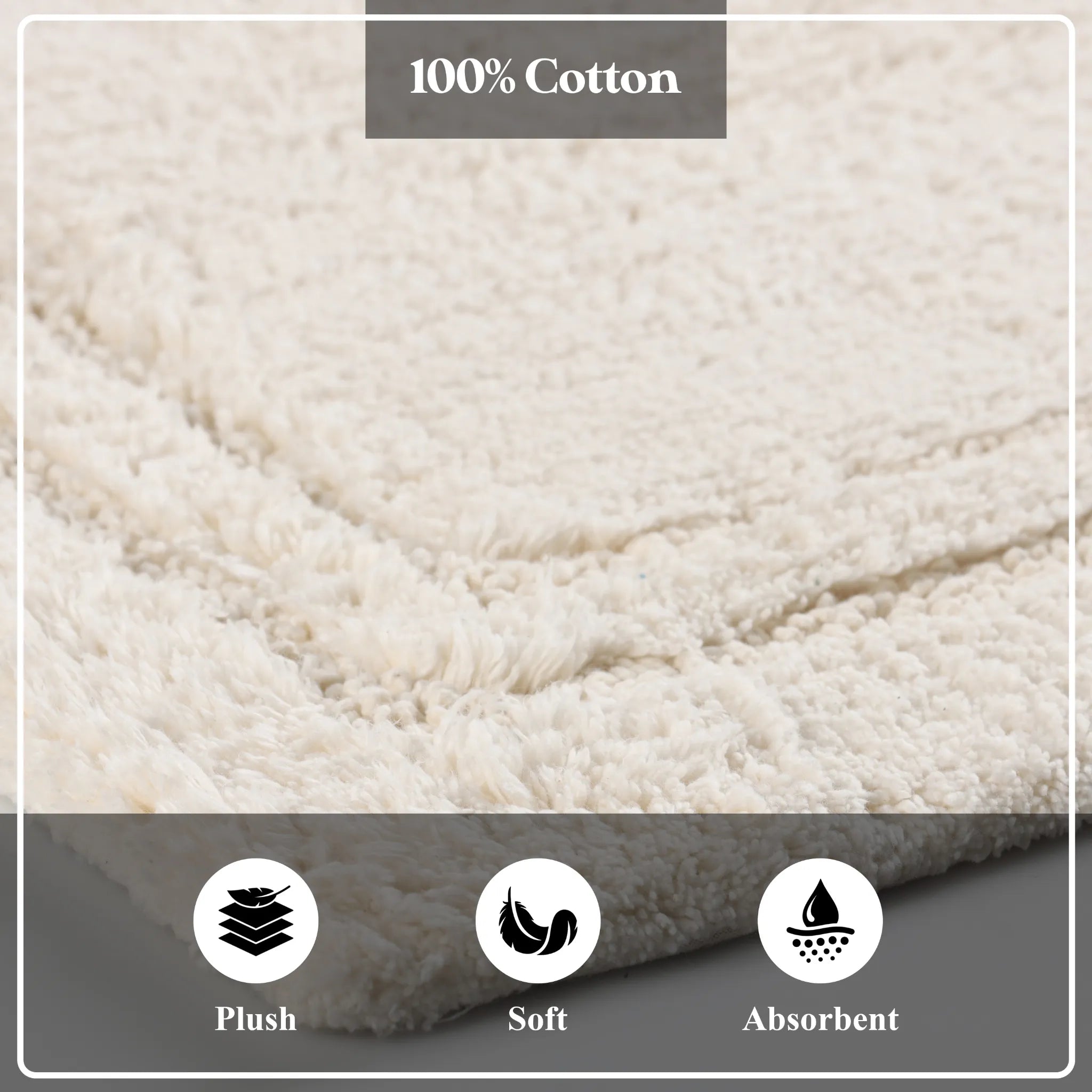 Cotton Solid Non-Skid Washable 2 Piece Bathroom Rug Set