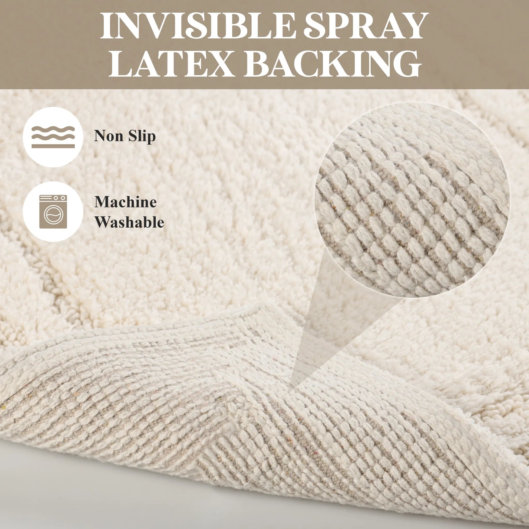 Cotton Solid Non-Skid Washable 2 Piece Bathroom Rug Set