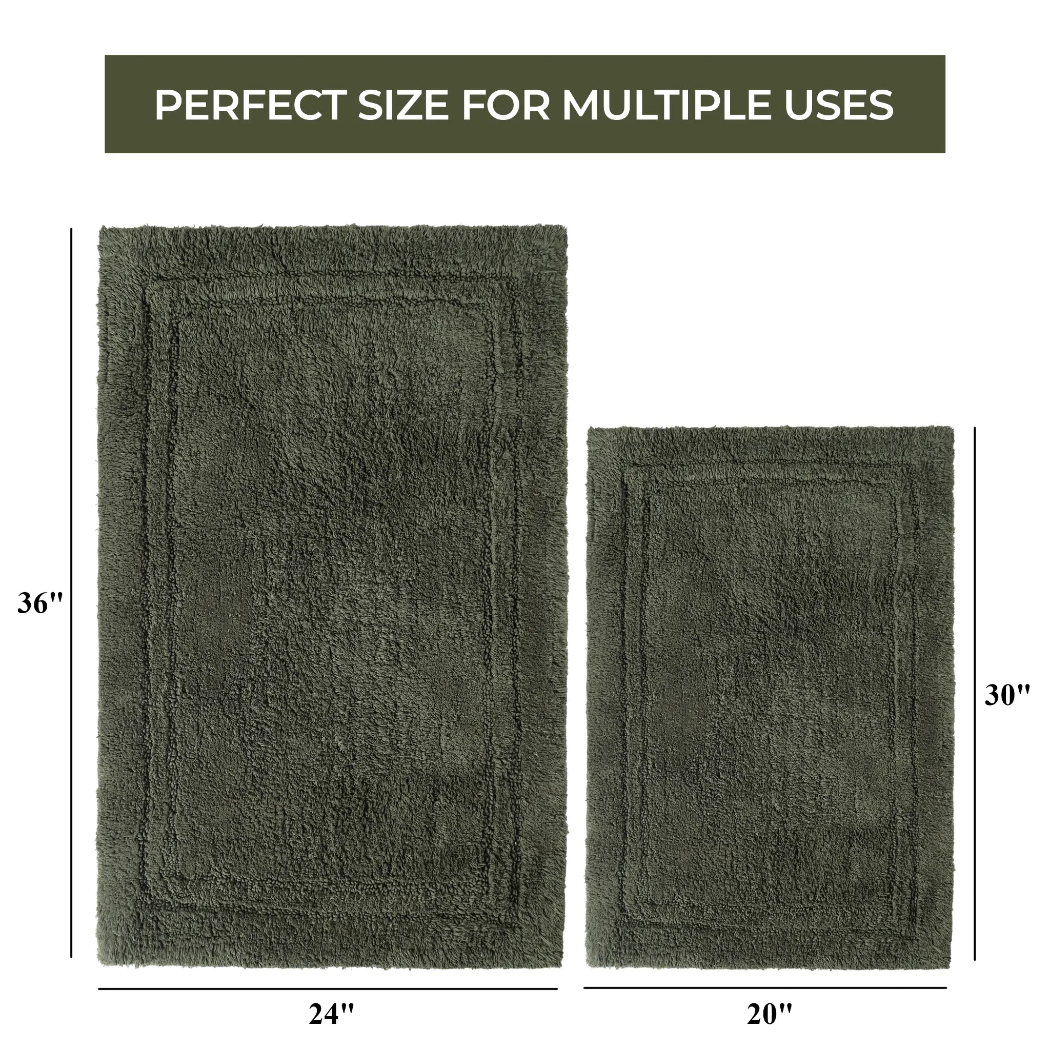 Cotton Solid Non-Skid Washable 2 Piece Bathroom Rug Set