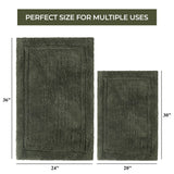 Cotton Solid Non-Skid Washable 2 Piece Bathroom Rug Set