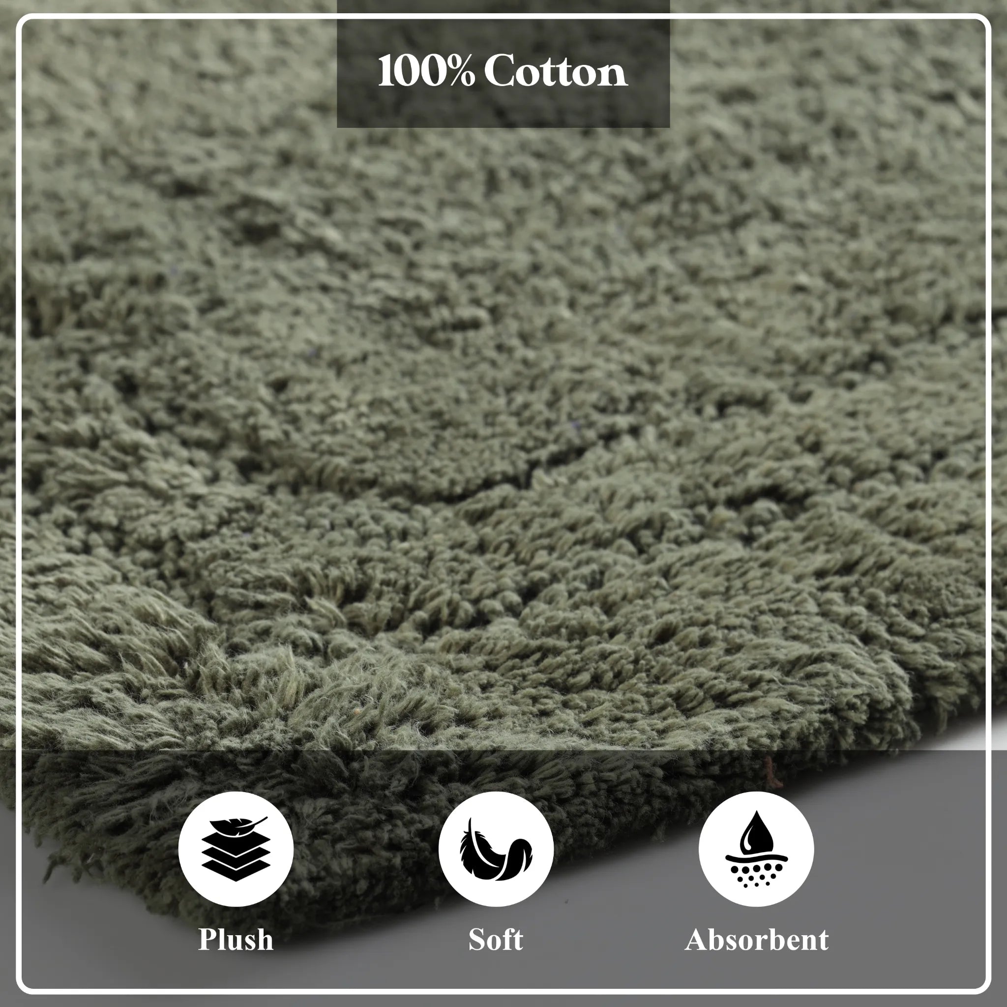 Cotton Solid Non-Skid Washable 2 Piece Bathroom Rug Set