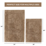 Cotton Solid Non-Skid Washable 2 Piece Bathroom Rug Set