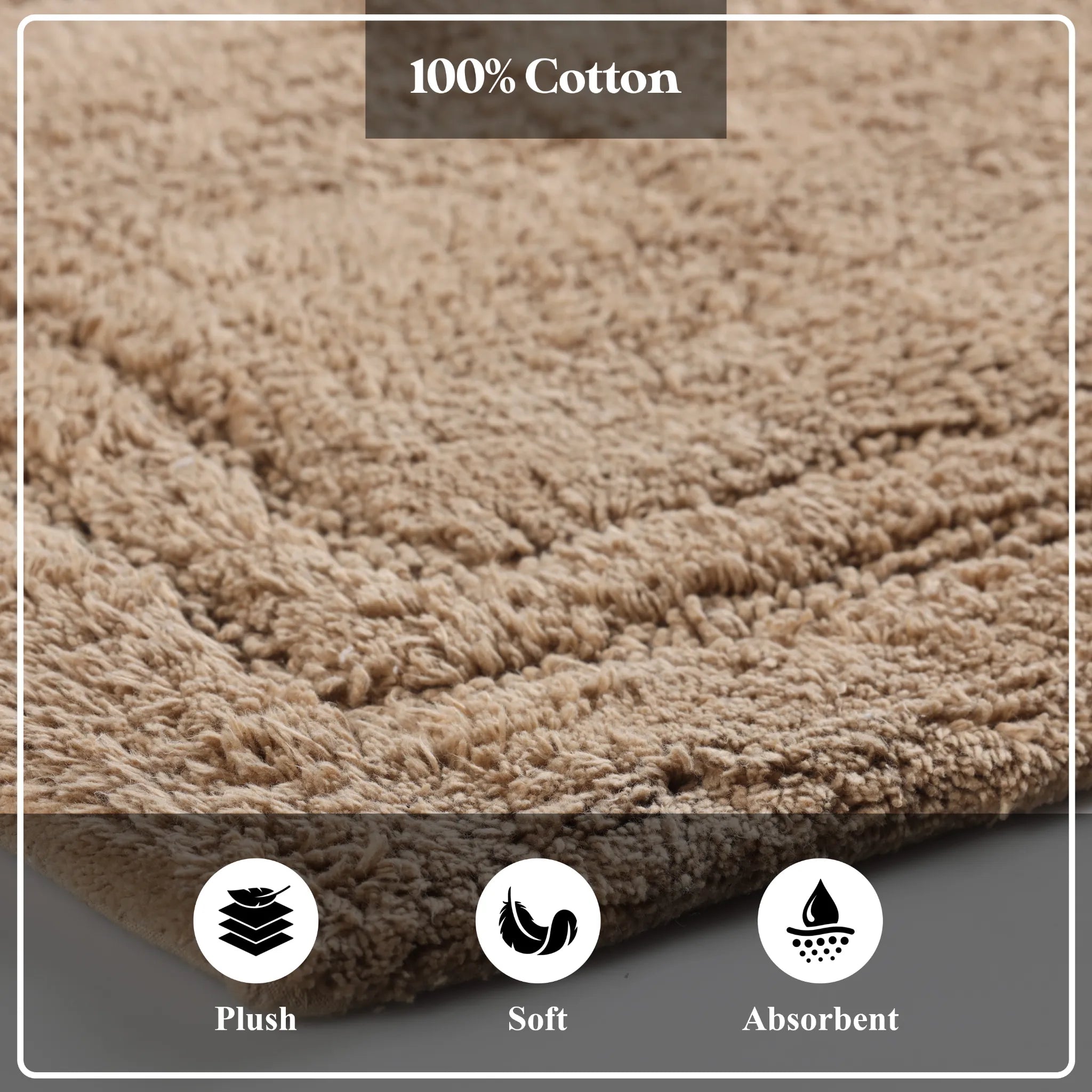 Cotton Solid Non-Skid Washable 2 Piece Bathroom Rug Set