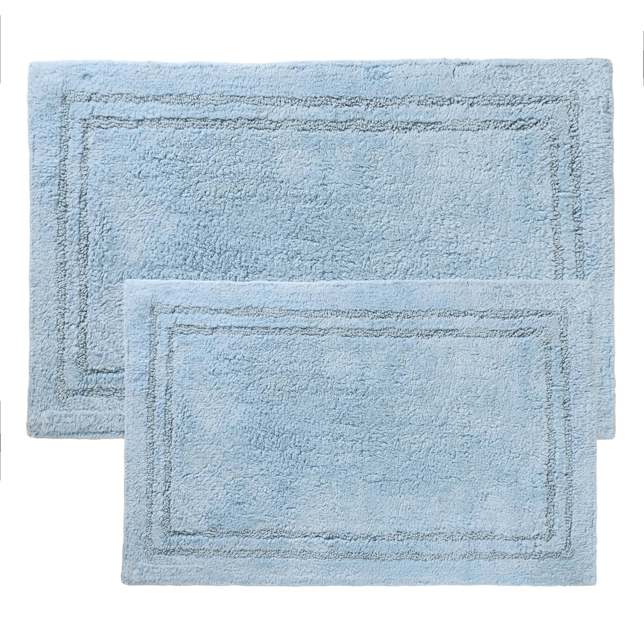 Cotton Solid Non-Skid Washable 2 Piece Bathroom Rug Set