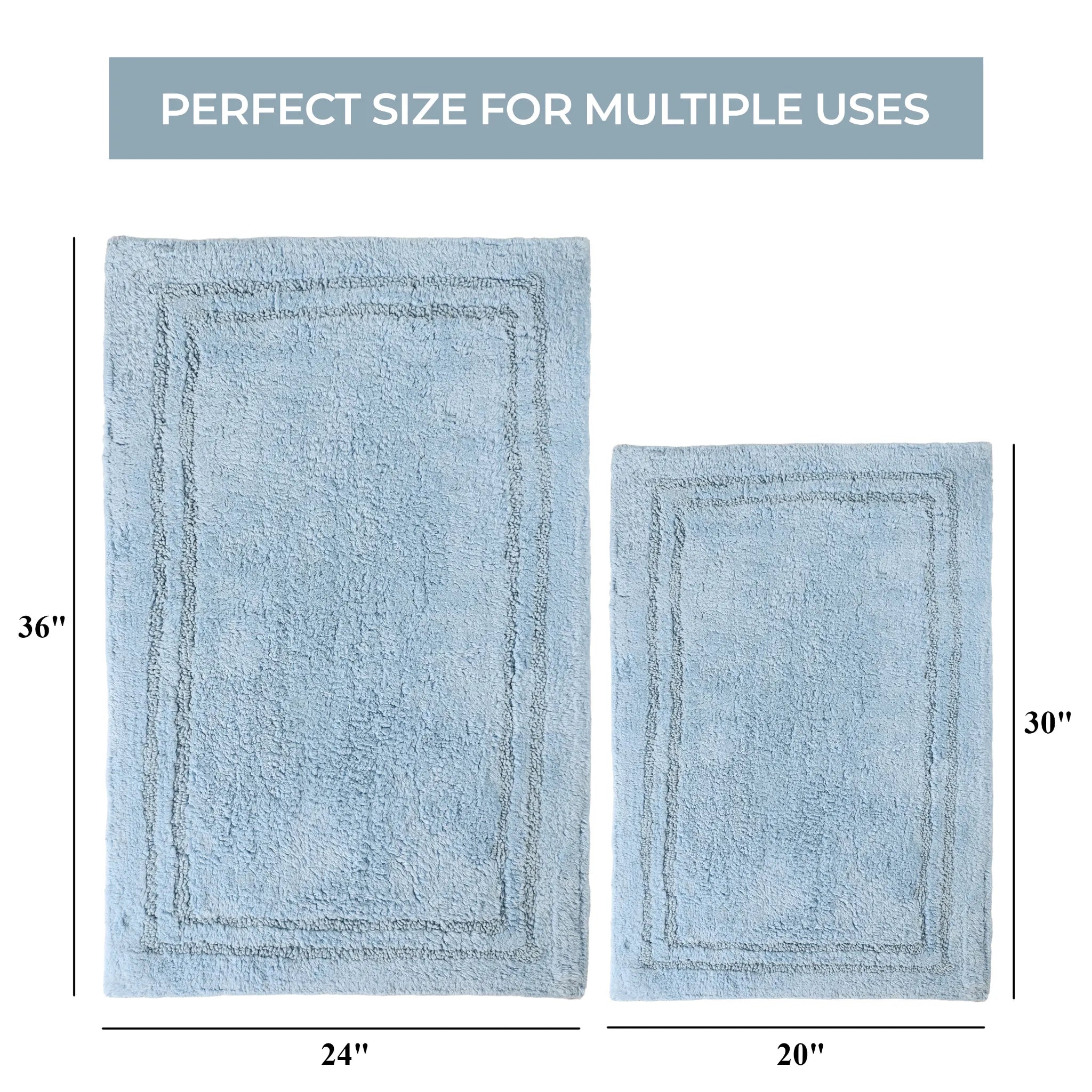 Cotton Solid Non-Skid Washable 2 Piece Bathroom Rug Set