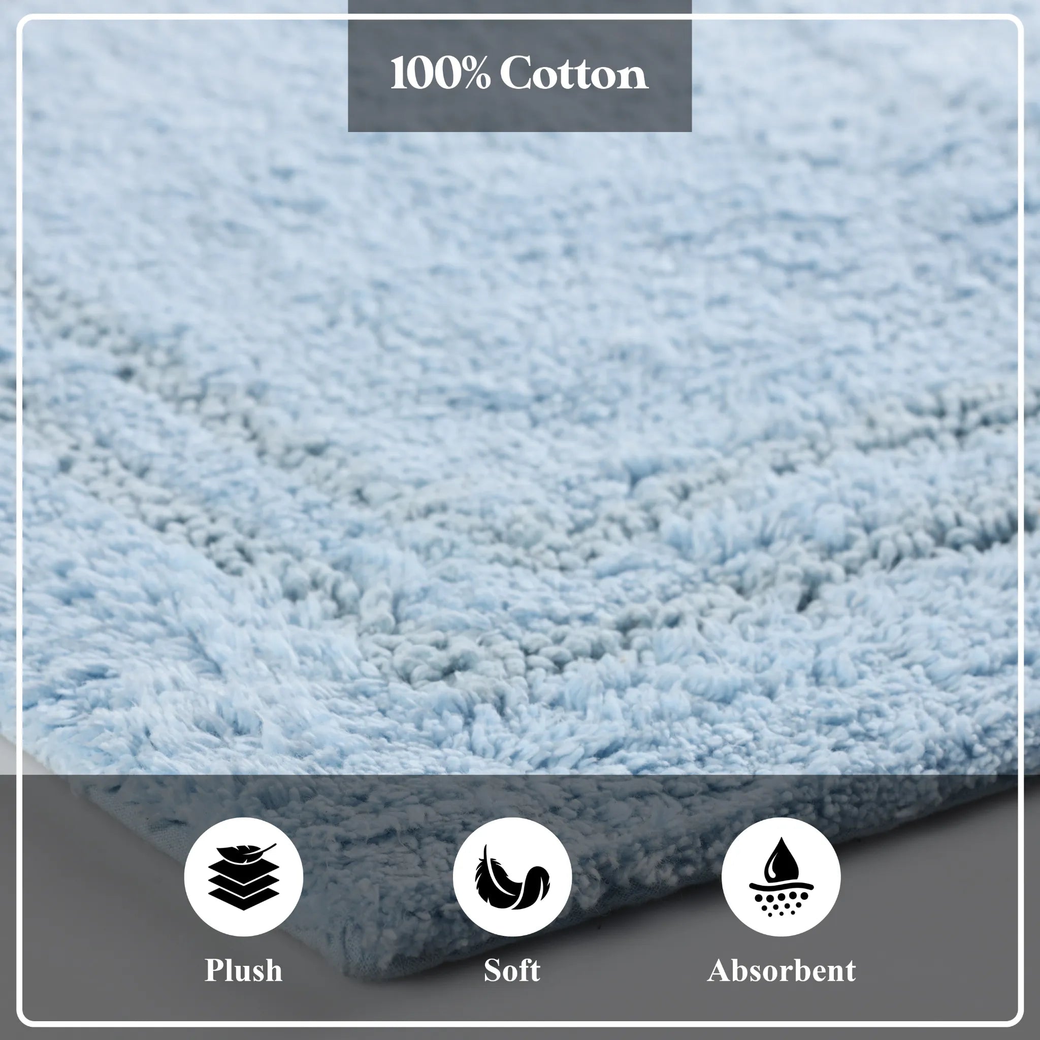Cotton Solid Non-Skid Washable 2 Piece Bathroom Rug Set