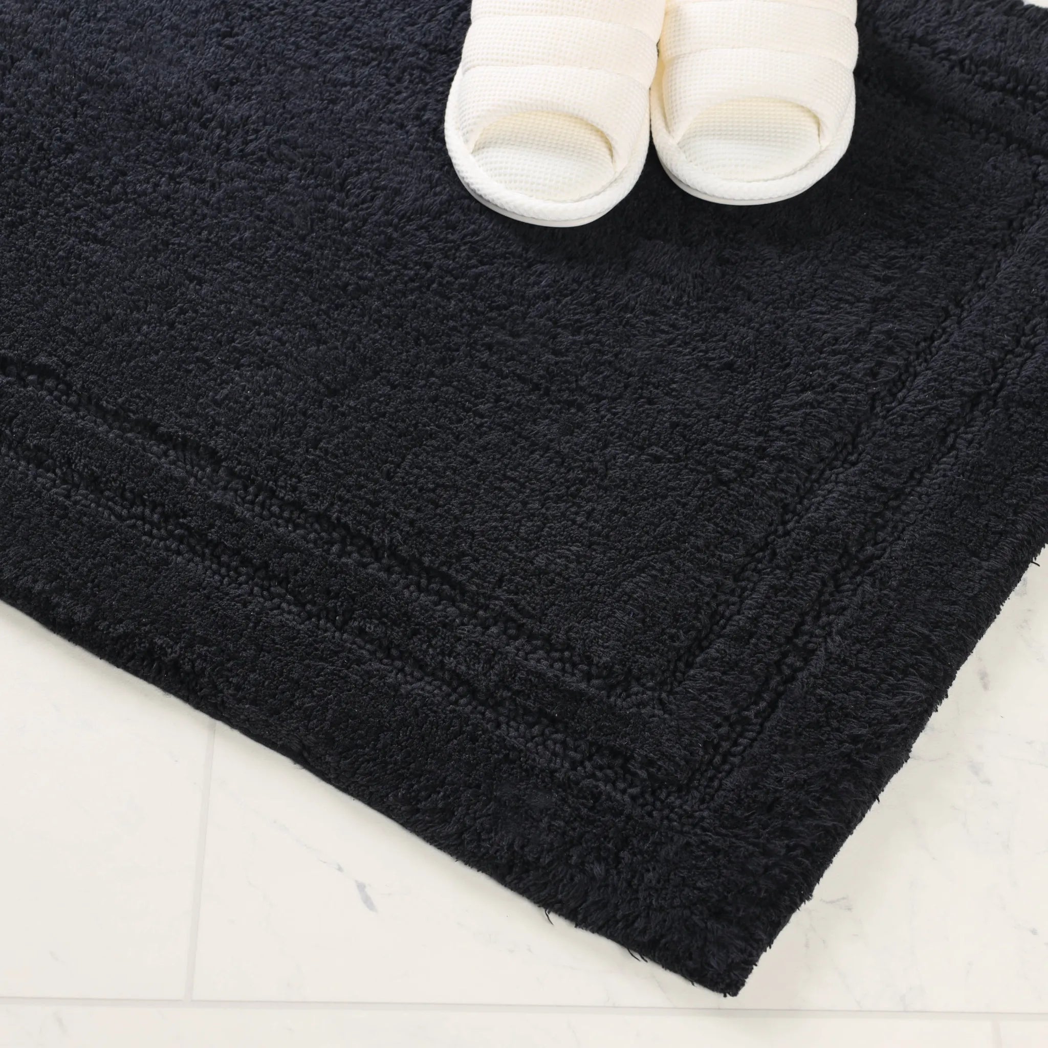 Cotton Solid Non-Skid Washable 2 Piece Bathroom Rug Set
