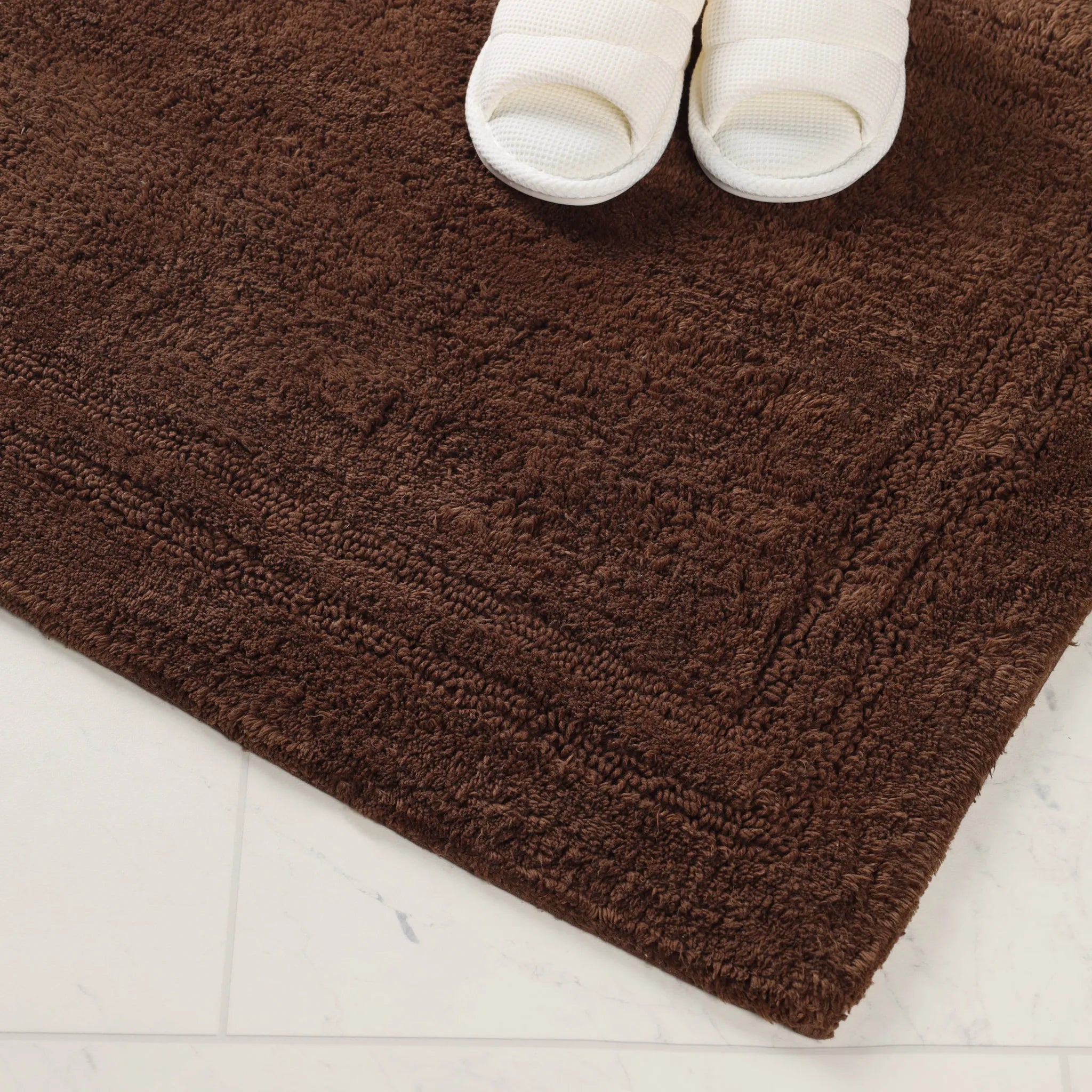 Cotton Solid Non-Skid Washable 2 Piece Bathroom Rug Set