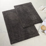 Cotton Solid Non-Skid Washable 2 Piece Bathroom Rug Set