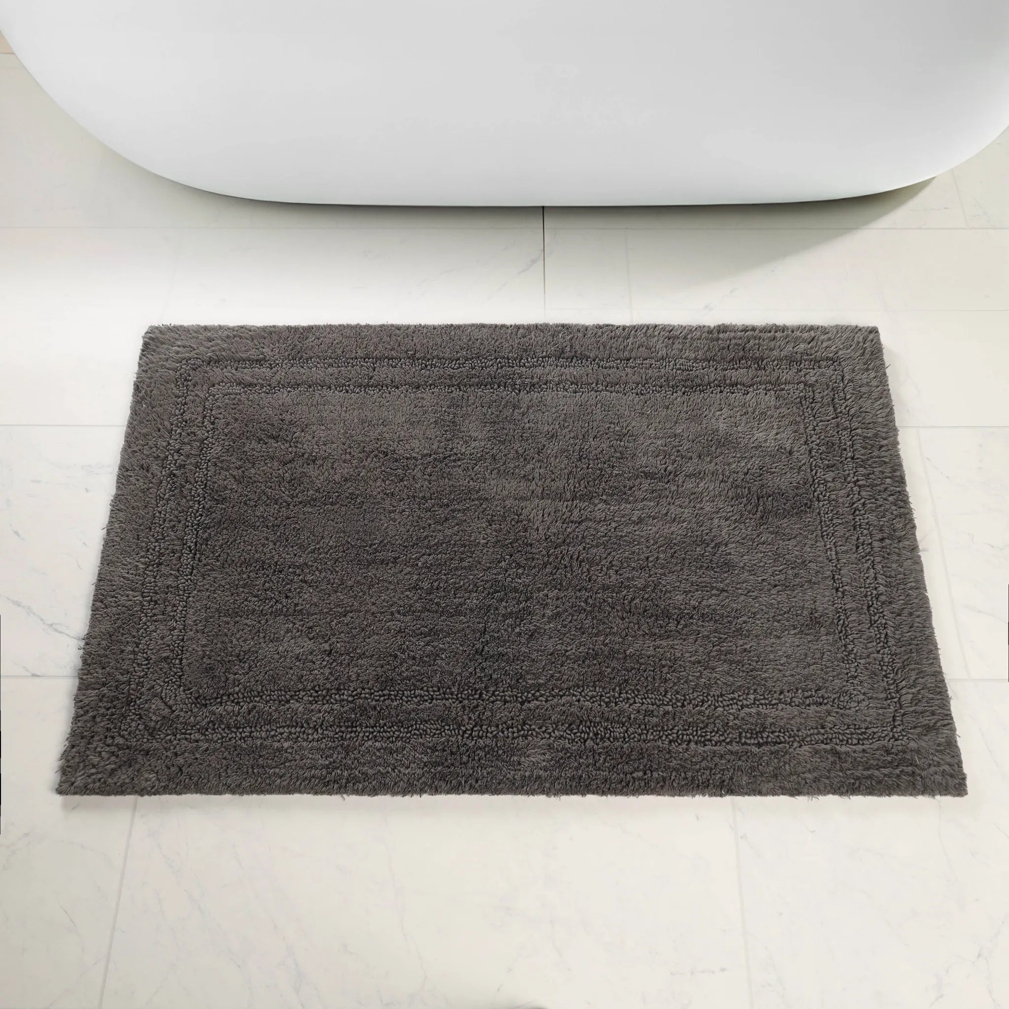 Cotton Solid Non-Skid Washable 2 Piece Bathroom Rug Set