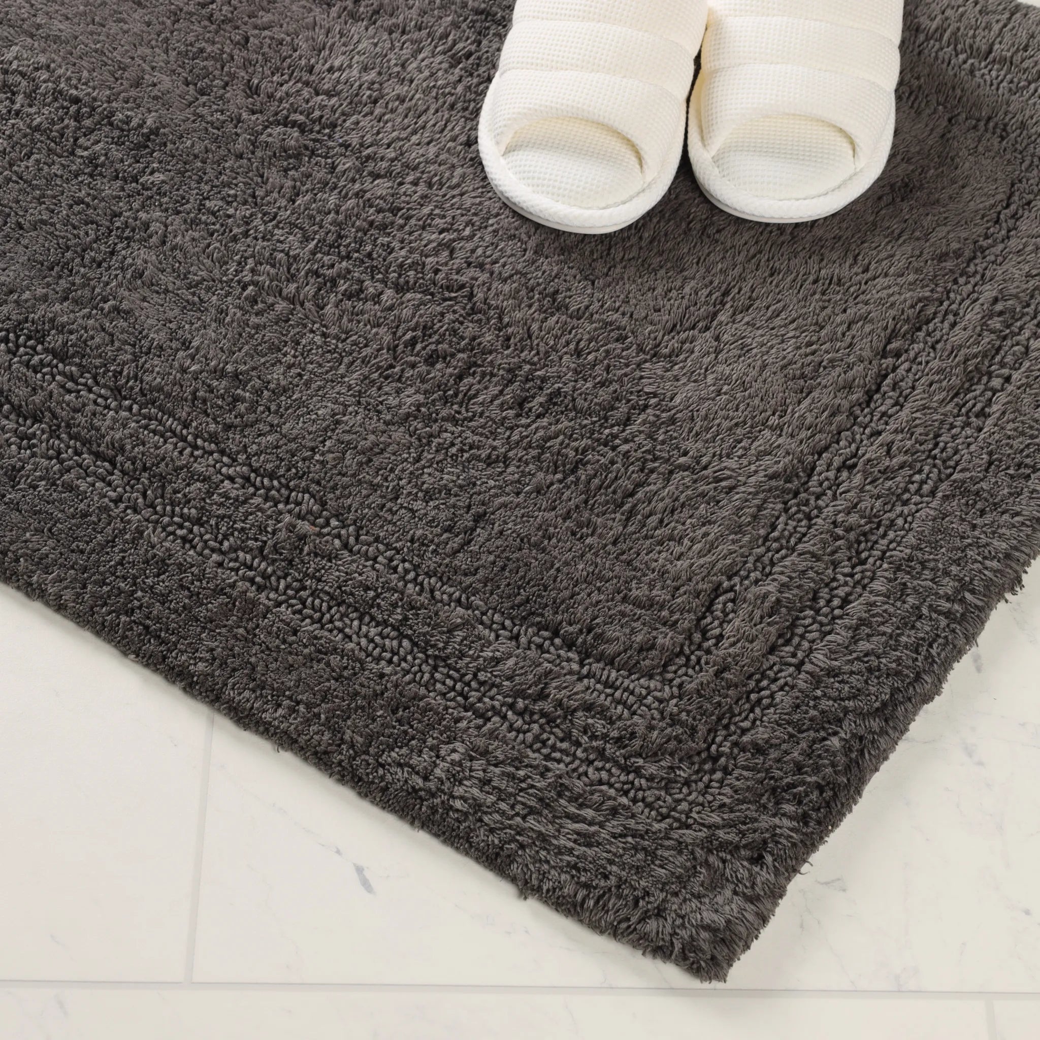 Cotton Solid Non-Skid Washable 2 Piece Bathroom Rug Set
