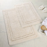 Cotton Solid Non-Skid Washable 2 Piece Bathroom Rug Set