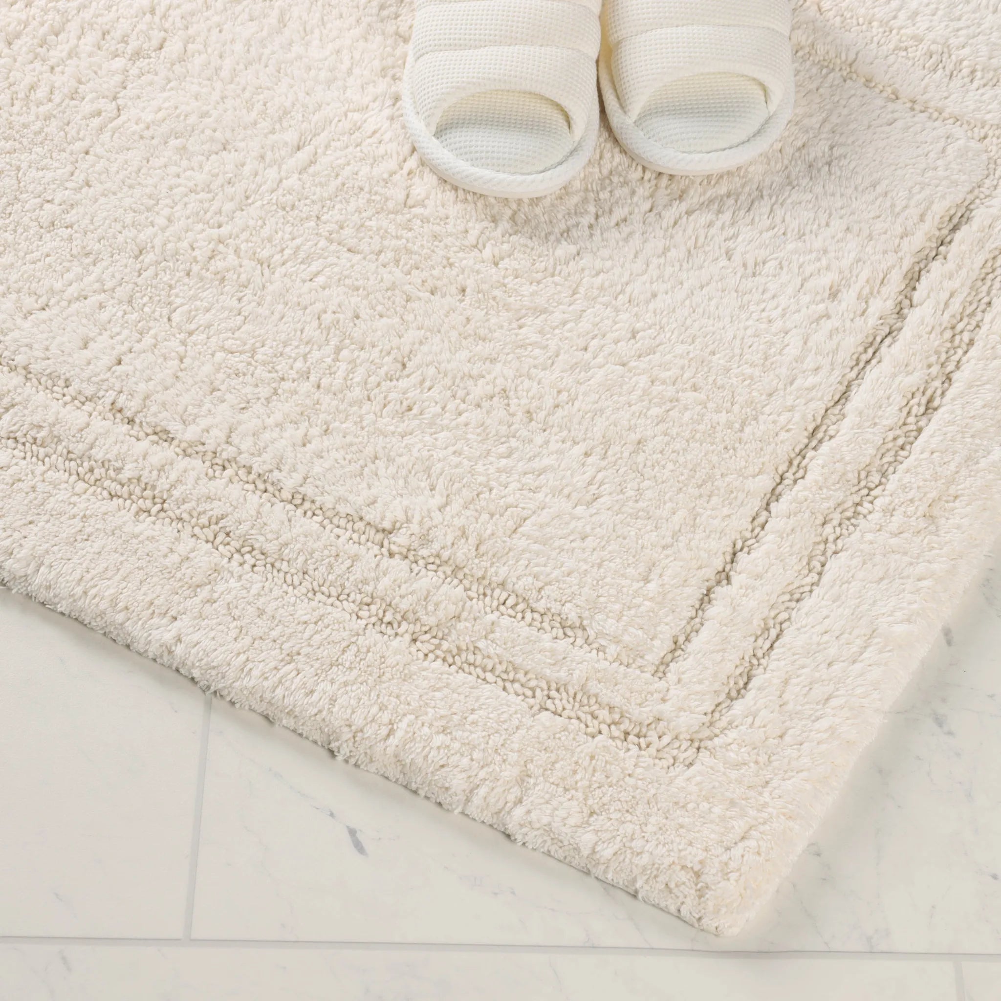 Cotton Solid Non-Skid Washable 2 Piece Bathroom Rug Set