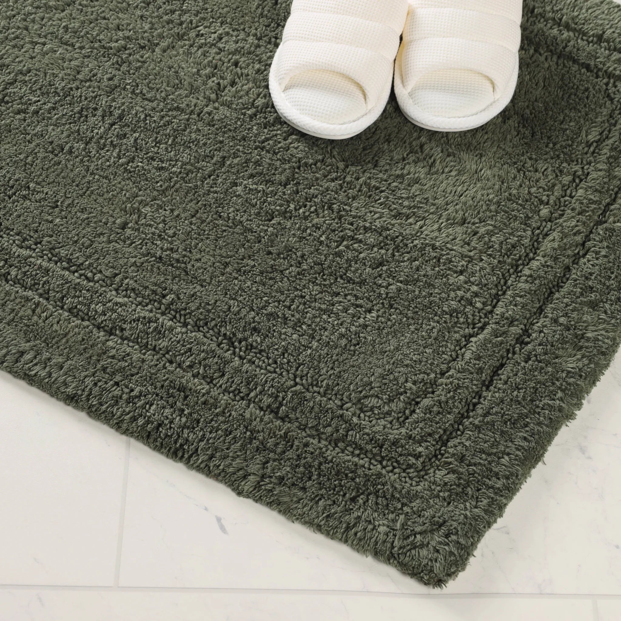 Cotton Solid Non-Skid Washable 2 Piece Bathroom Rug Set