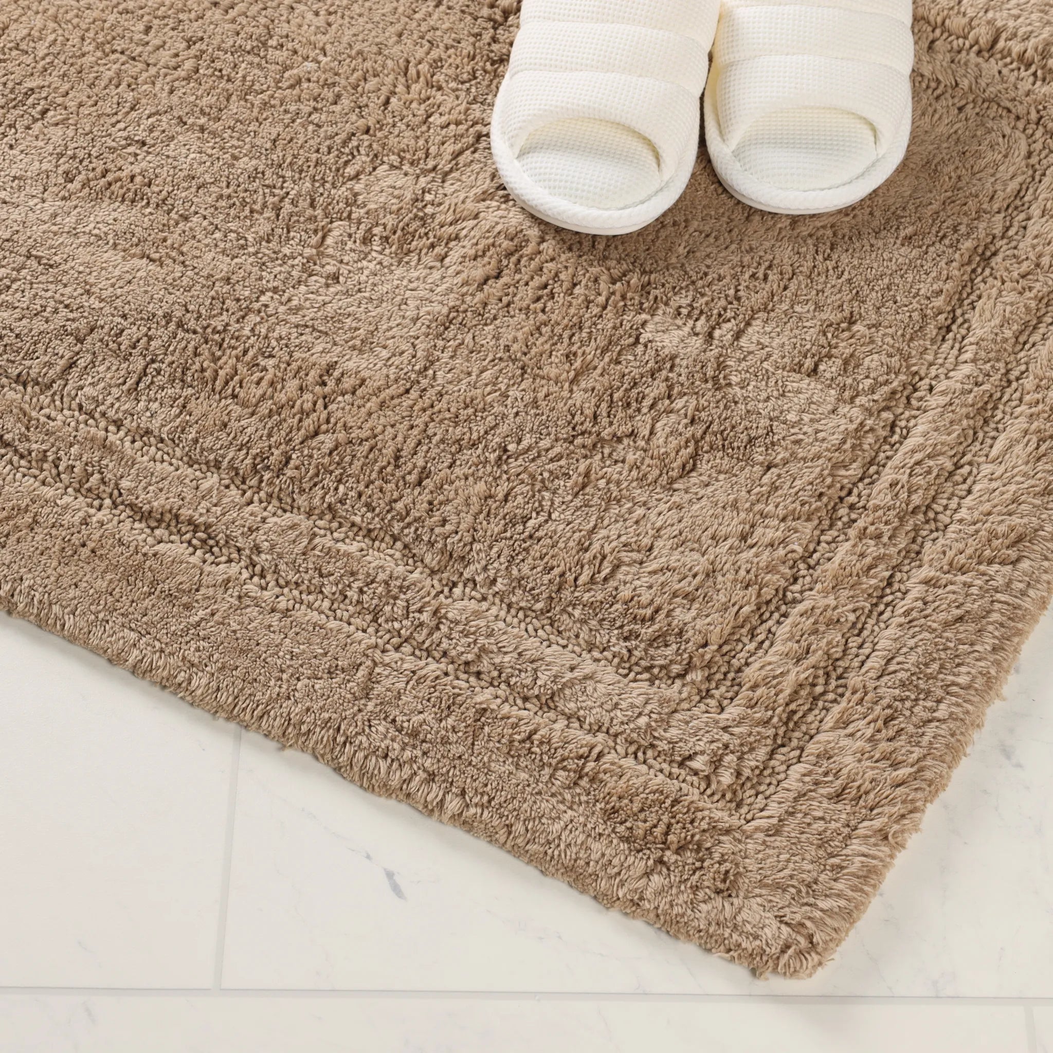 Cotton Solid Non-Skid Washable 2 Piece Bathroom Rug Set