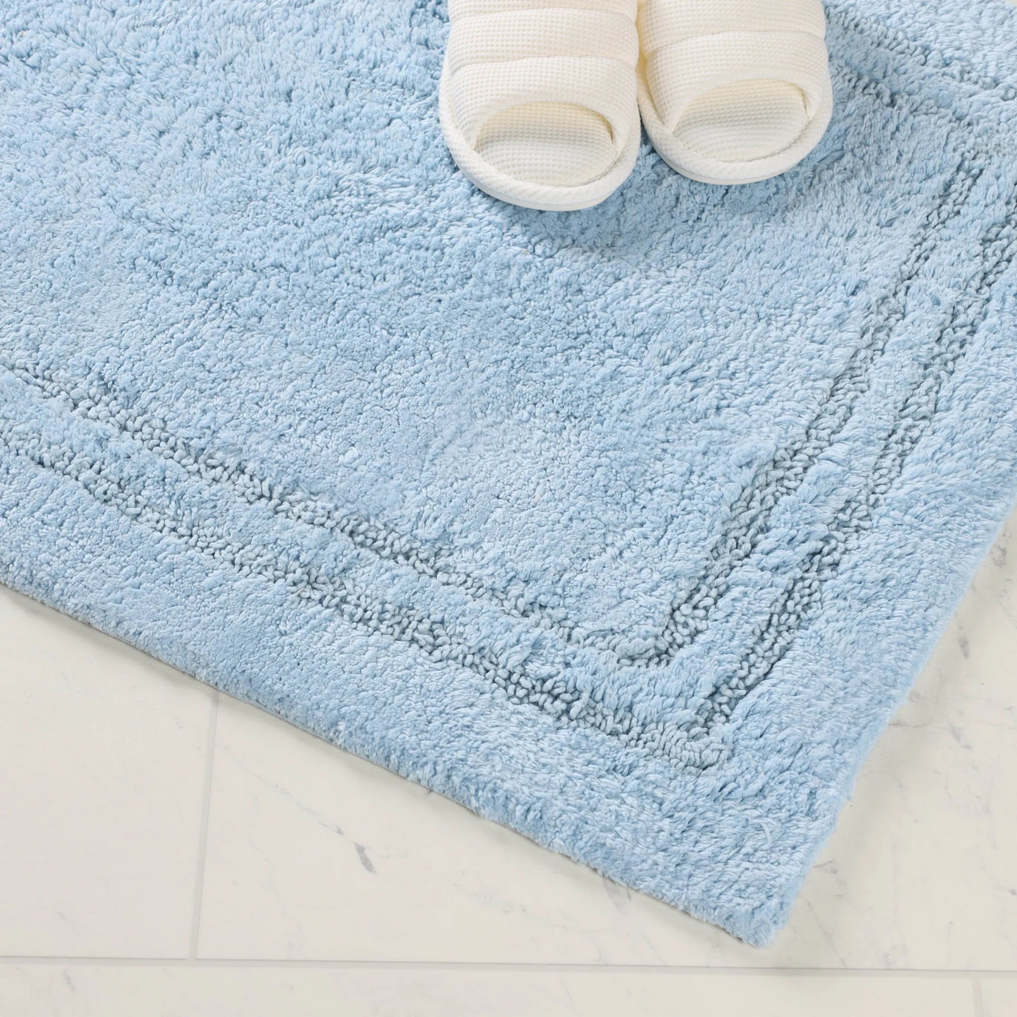 Cotton Solid Non-Skid Washable 2 Piece Bathroom Rug Set