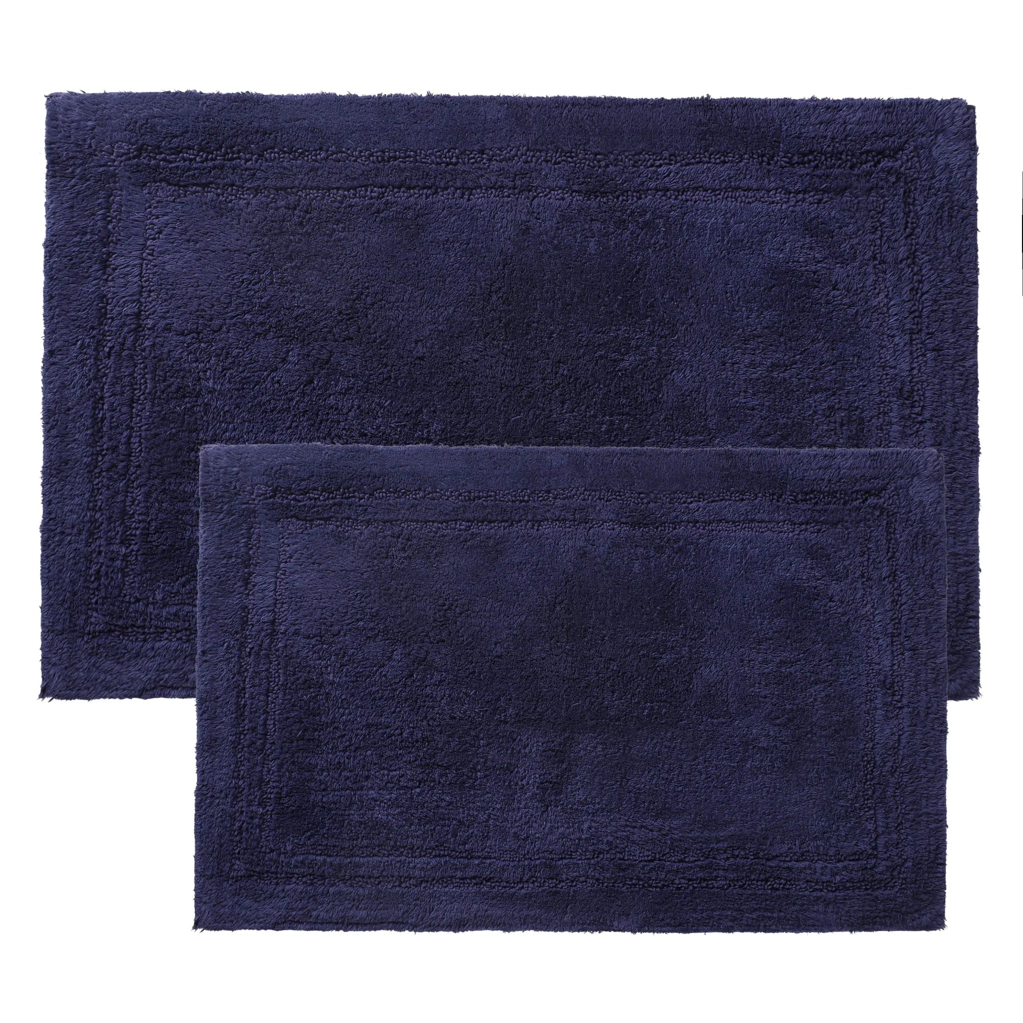 Cotton Solid Non-Skid Washable 2 Piece Bathroom Rug Set