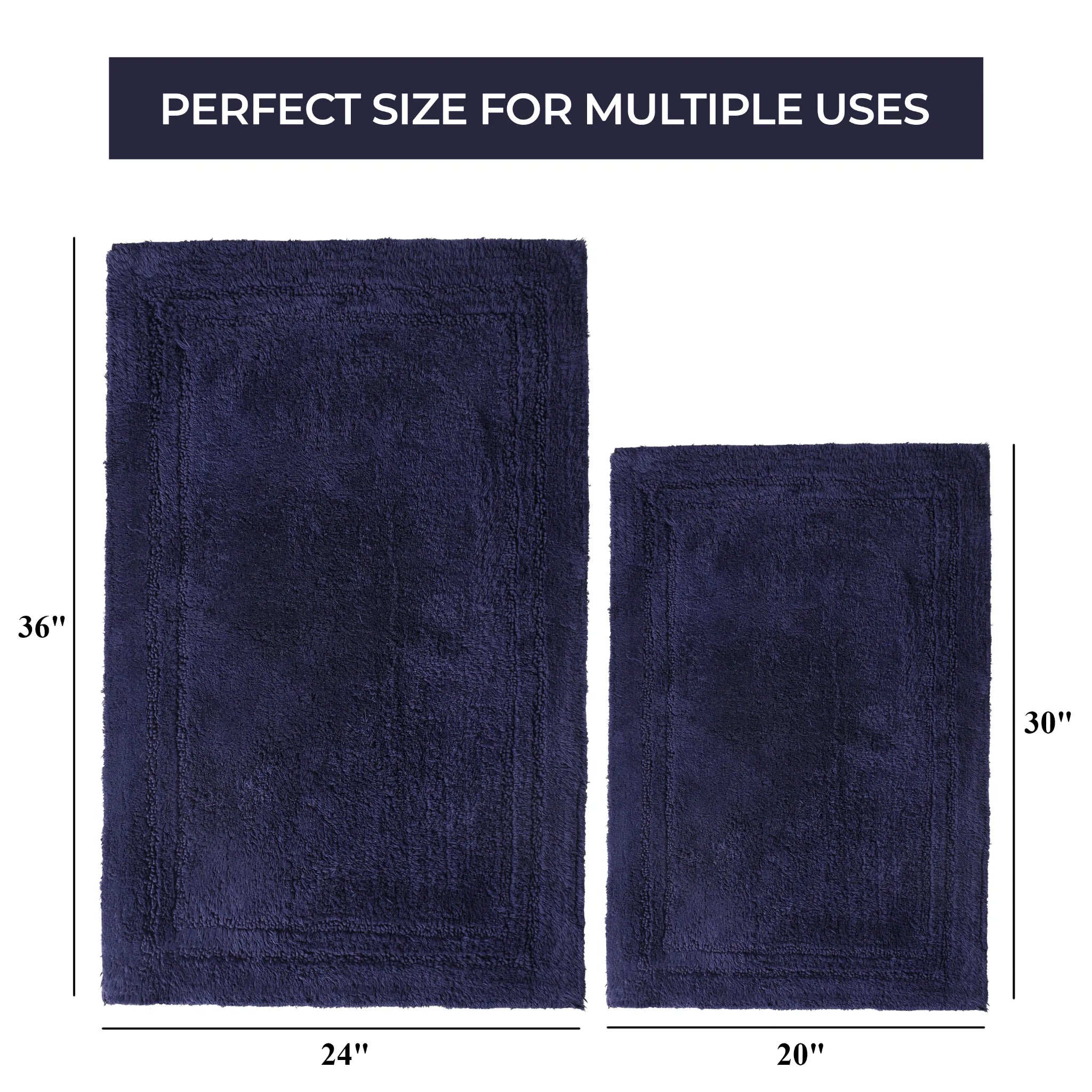 Cotton Solid Non-Skid Washable 2 Piece Bathroom Rug Set