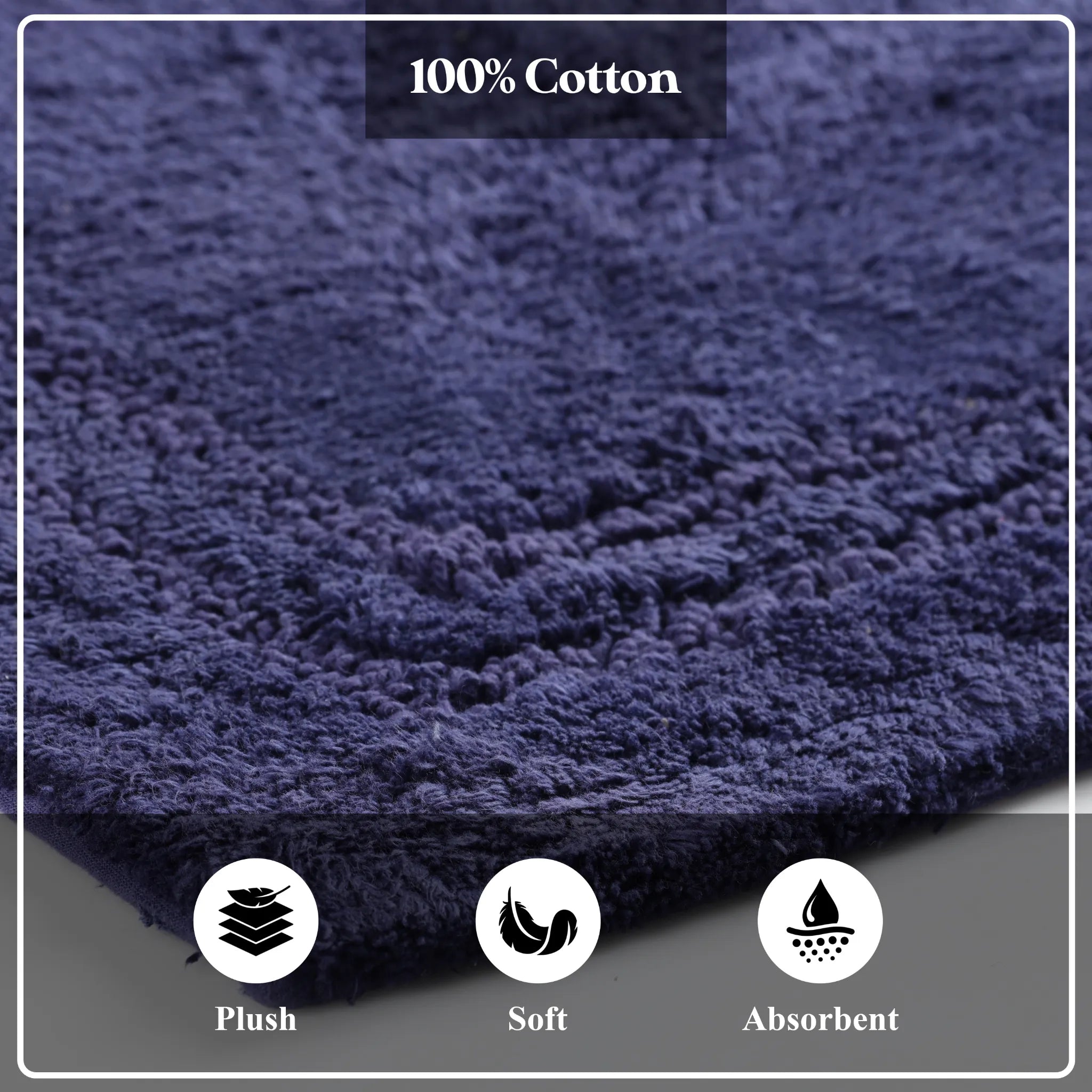Cotton Solid Non-Skid Washable 2 Piece Bathroom Rug Set