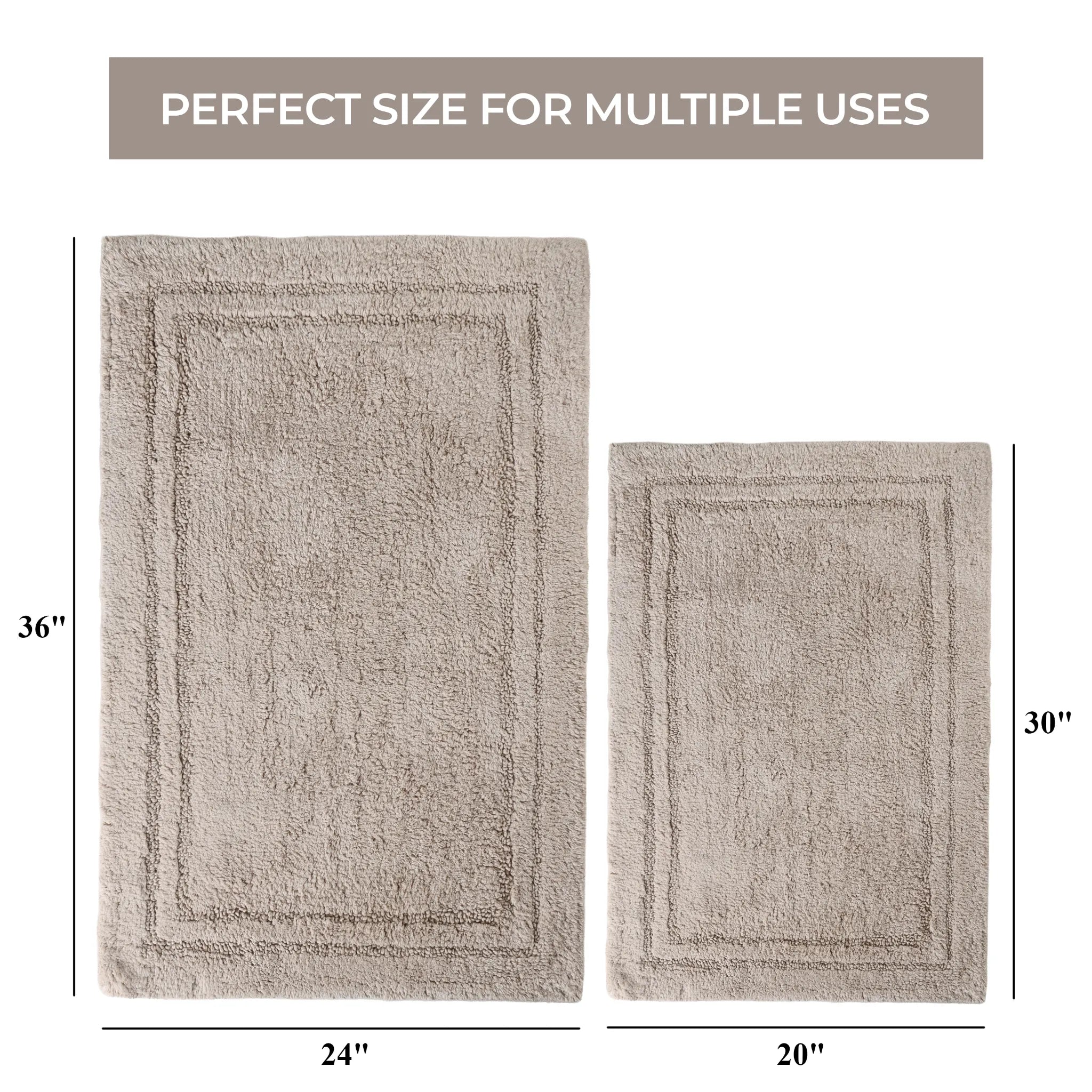 Cotton Solid Non-Skid Washable 2 Piece Bathroom Rug Set