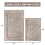 Cotton Solid Non-Skid Washable 2 Piece Bathroom Rug Set