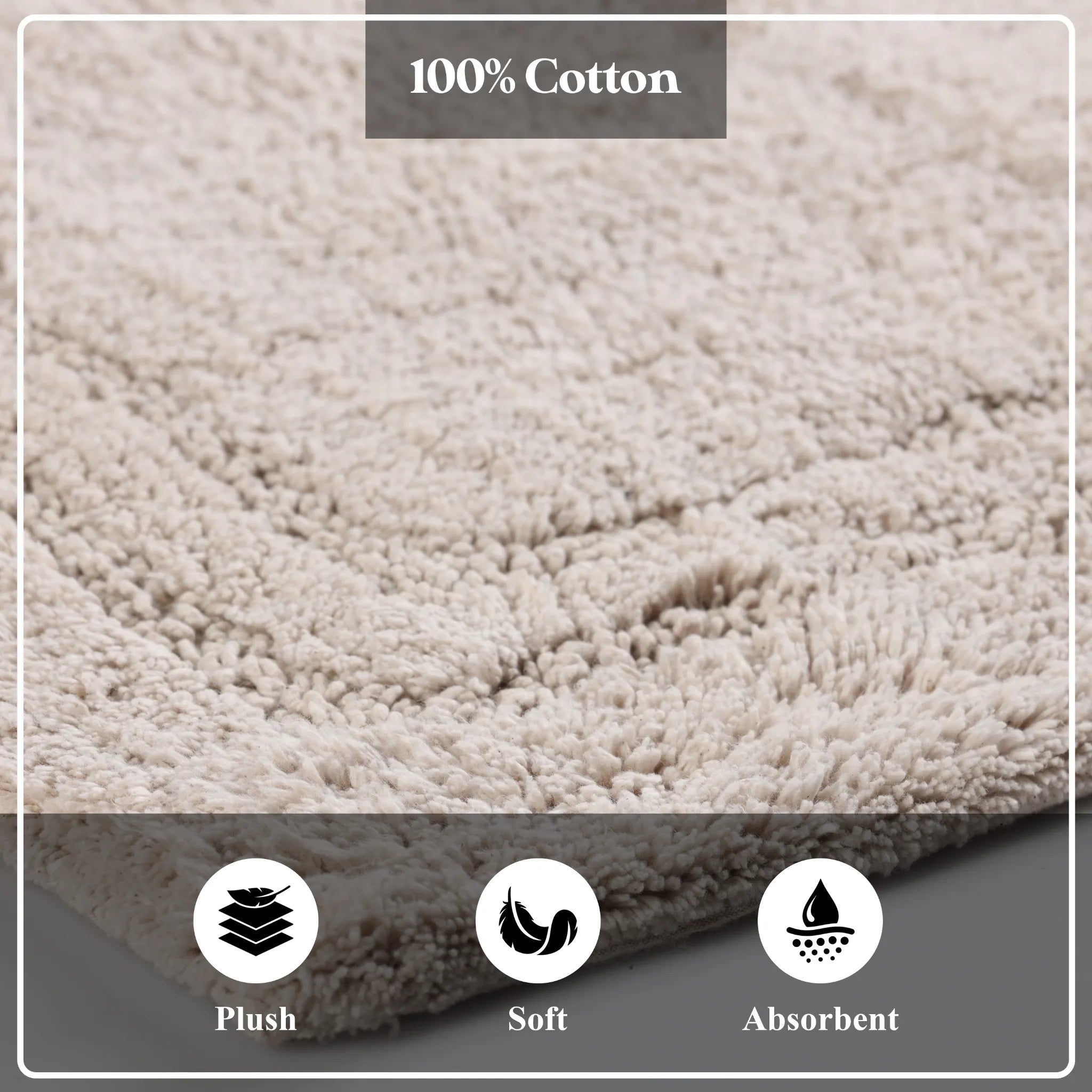 Cotton Solid Non-Skid Washable 2 Piece Bathroom Rug Set
