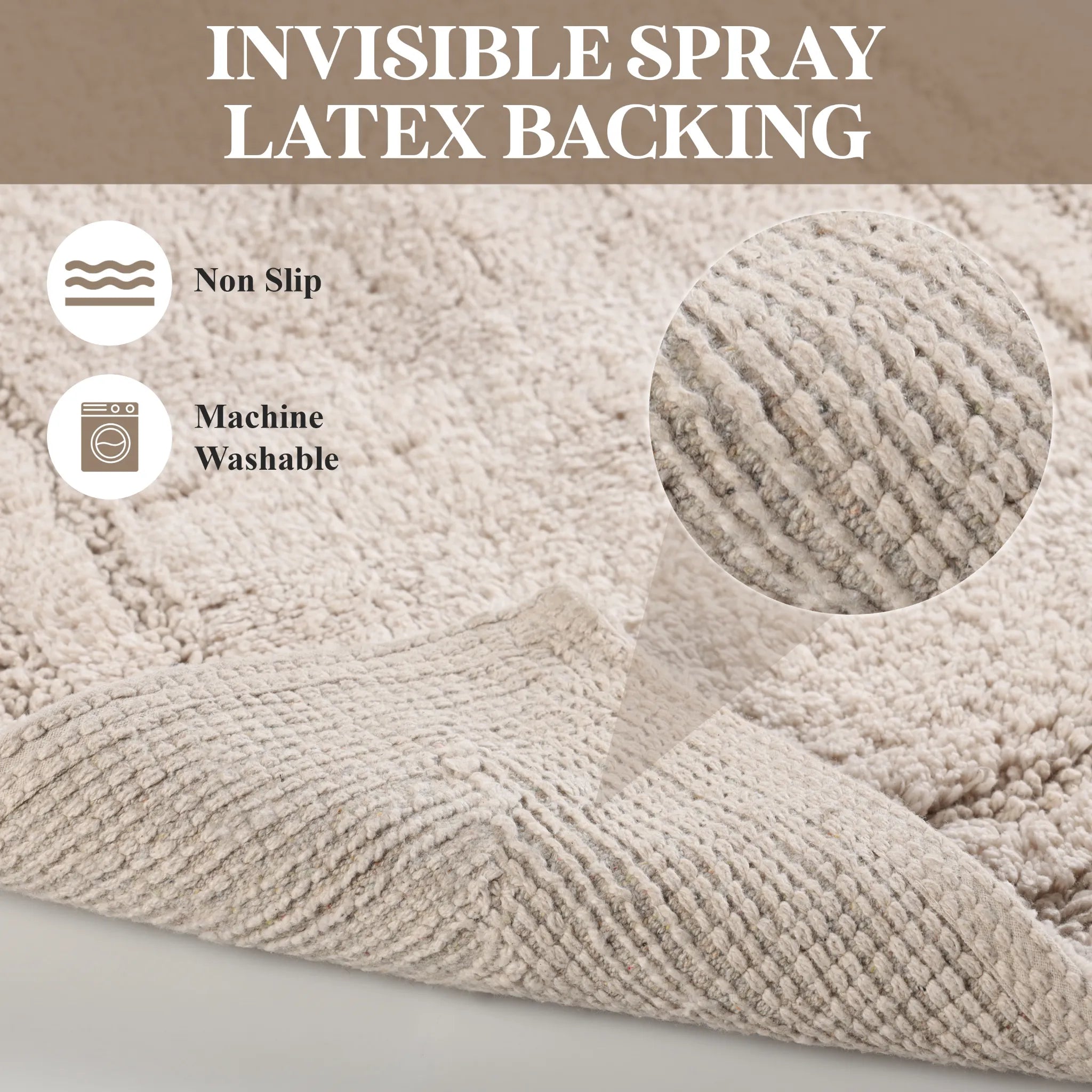 Cotton Solid Non-Skid Washable 2 Piece Bathroom Rug Set
