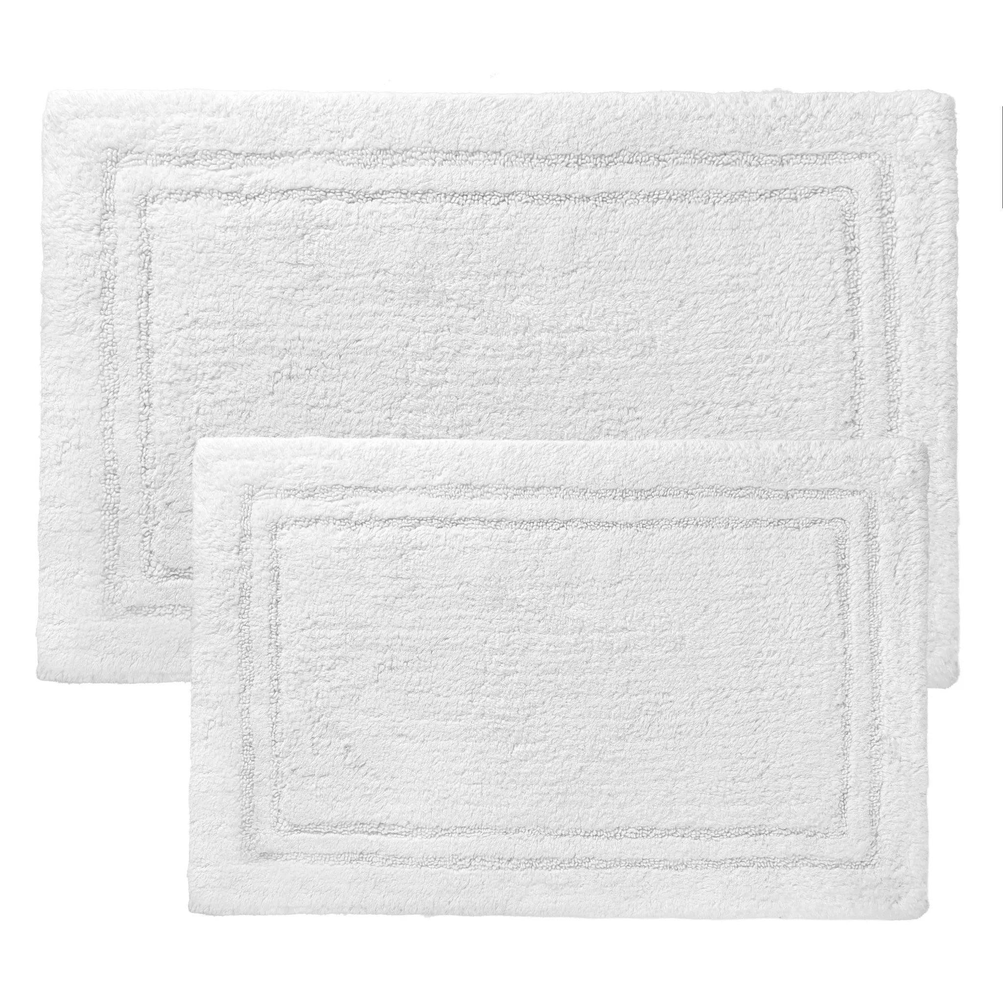 Cotton Solid Non-Skid Washable 2 Piece Bathroom Rug Set