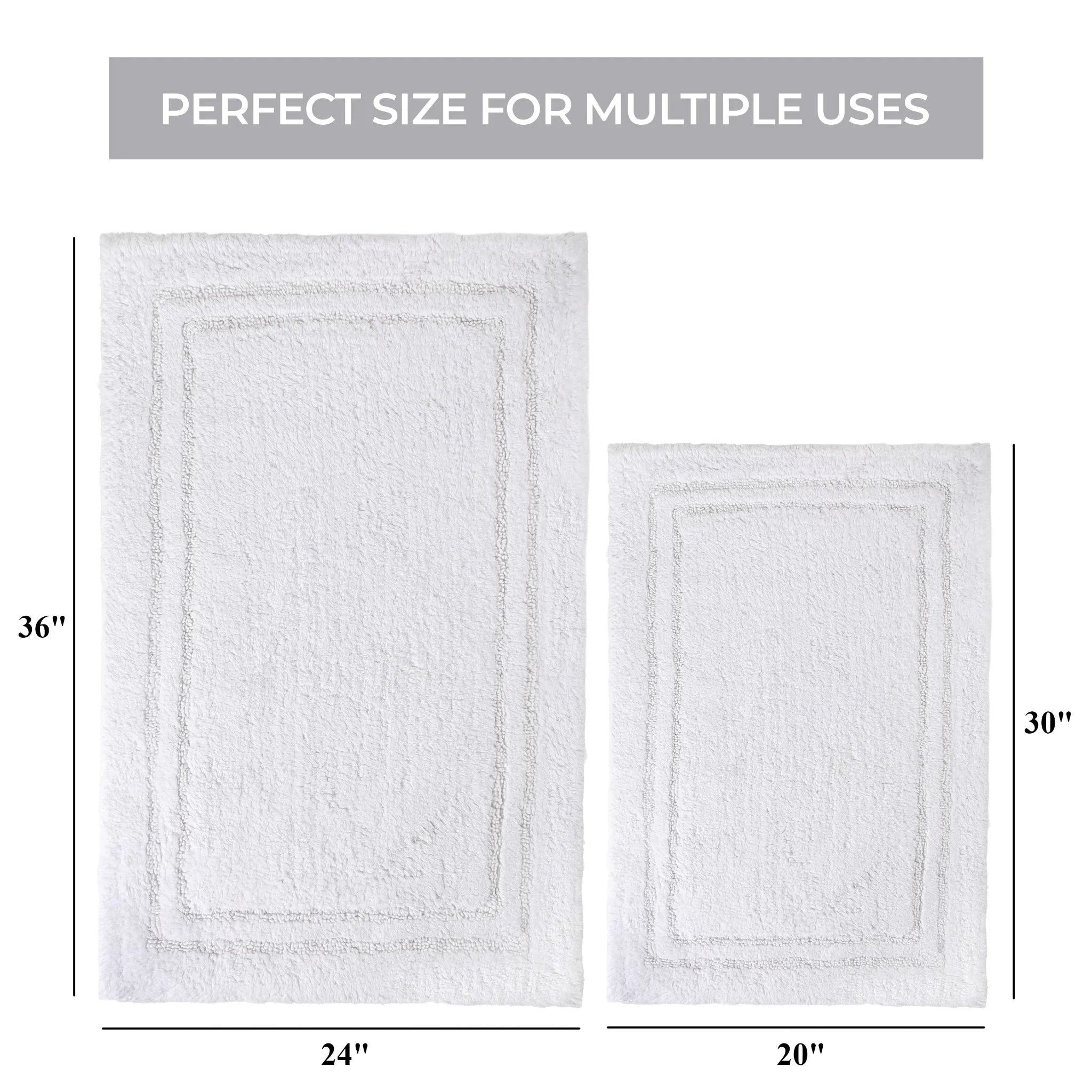 Cotton Solid Non-Skid Washable 2 Piece Bathroom Rug Set