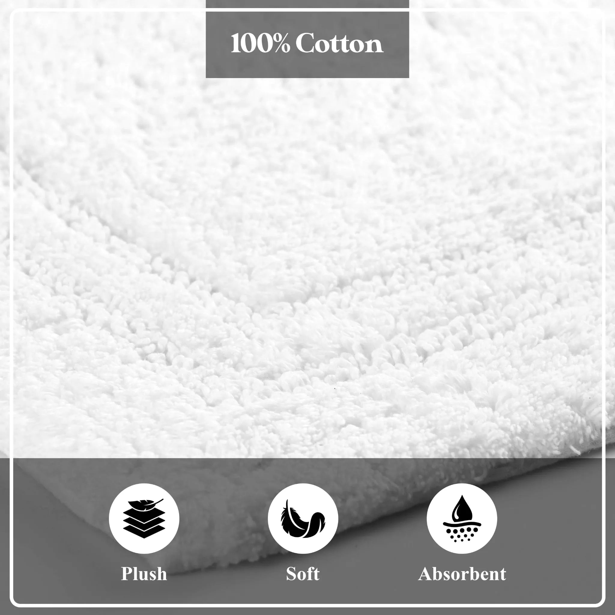 Cotton Solid Non-Skid Washable 2 Piece Bathroom Rug Set