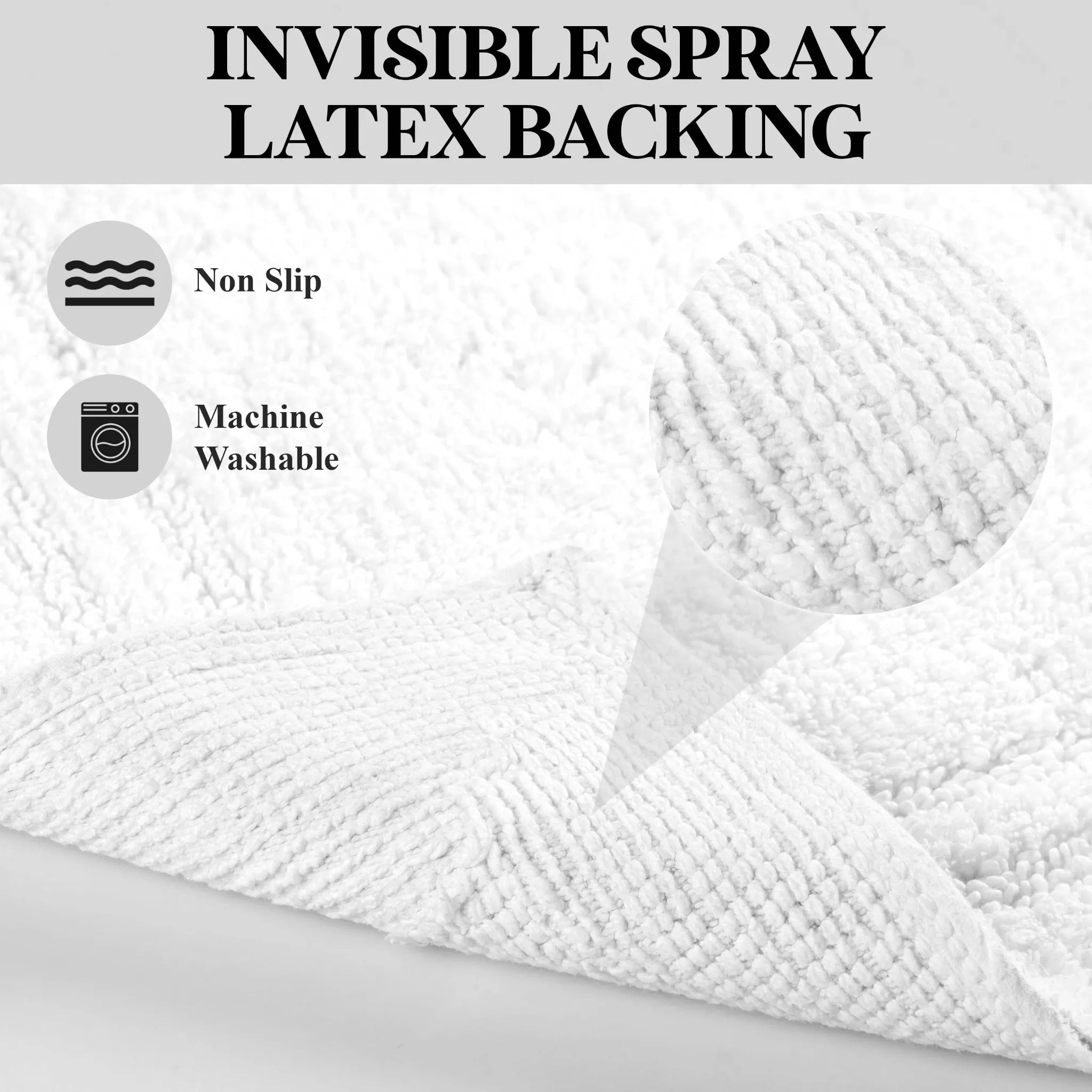 Cotton Solid Non-Skid Washable 2 Piece Bathroom Rug Set