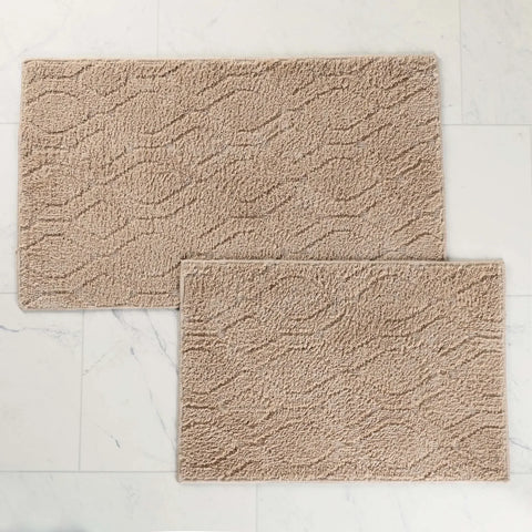 Brou Diamond Lattice Textured Washable Bath Rugs, Set of 2