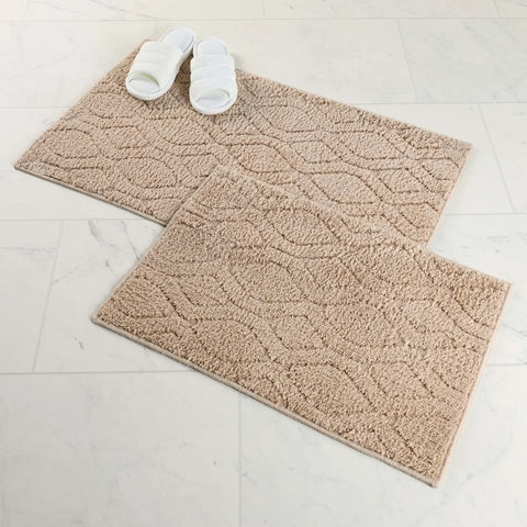 Brou Diamond Lattice Textured Washable Bath Rugs, Set of 2